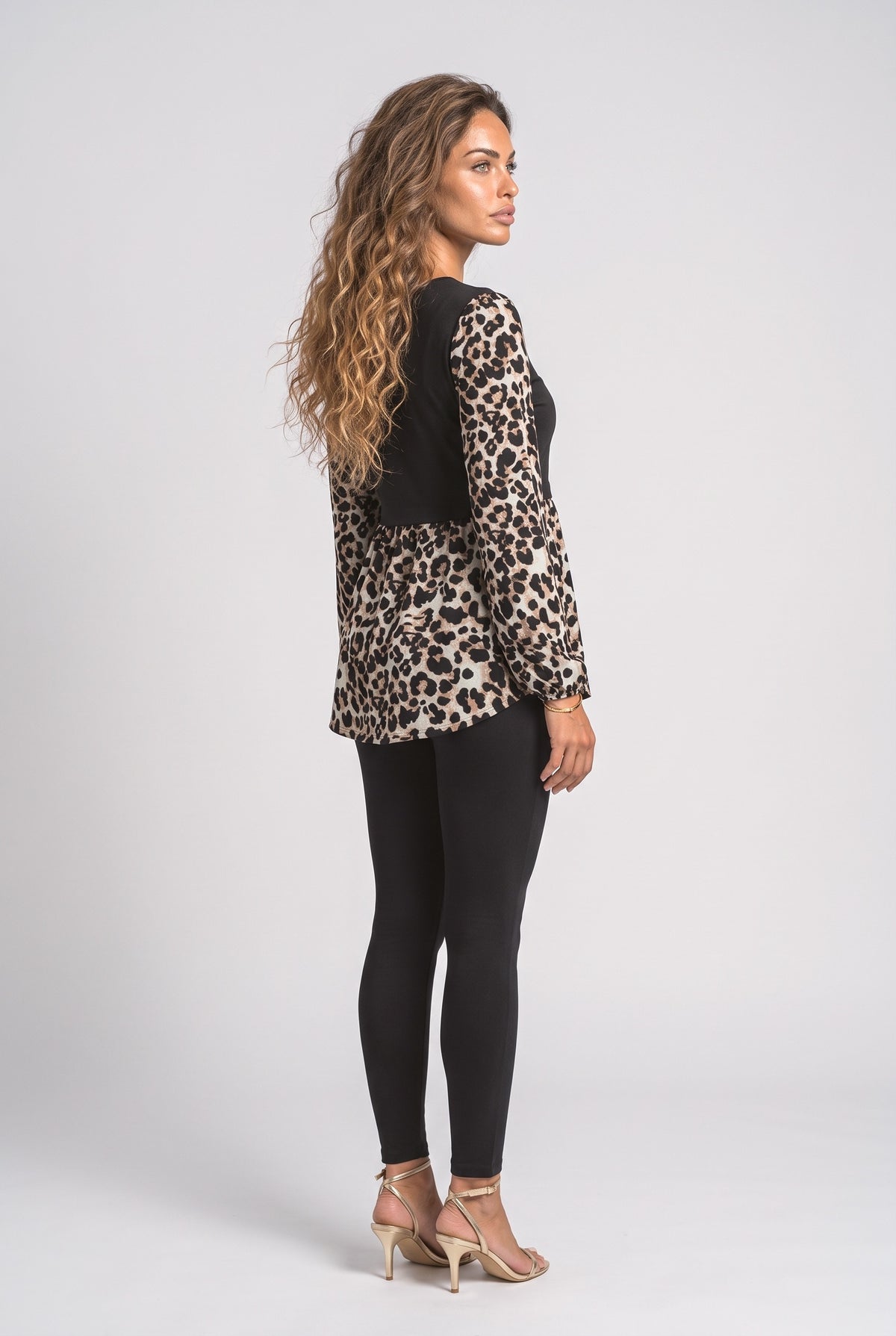 Leopard Ruffle Blouse, back view