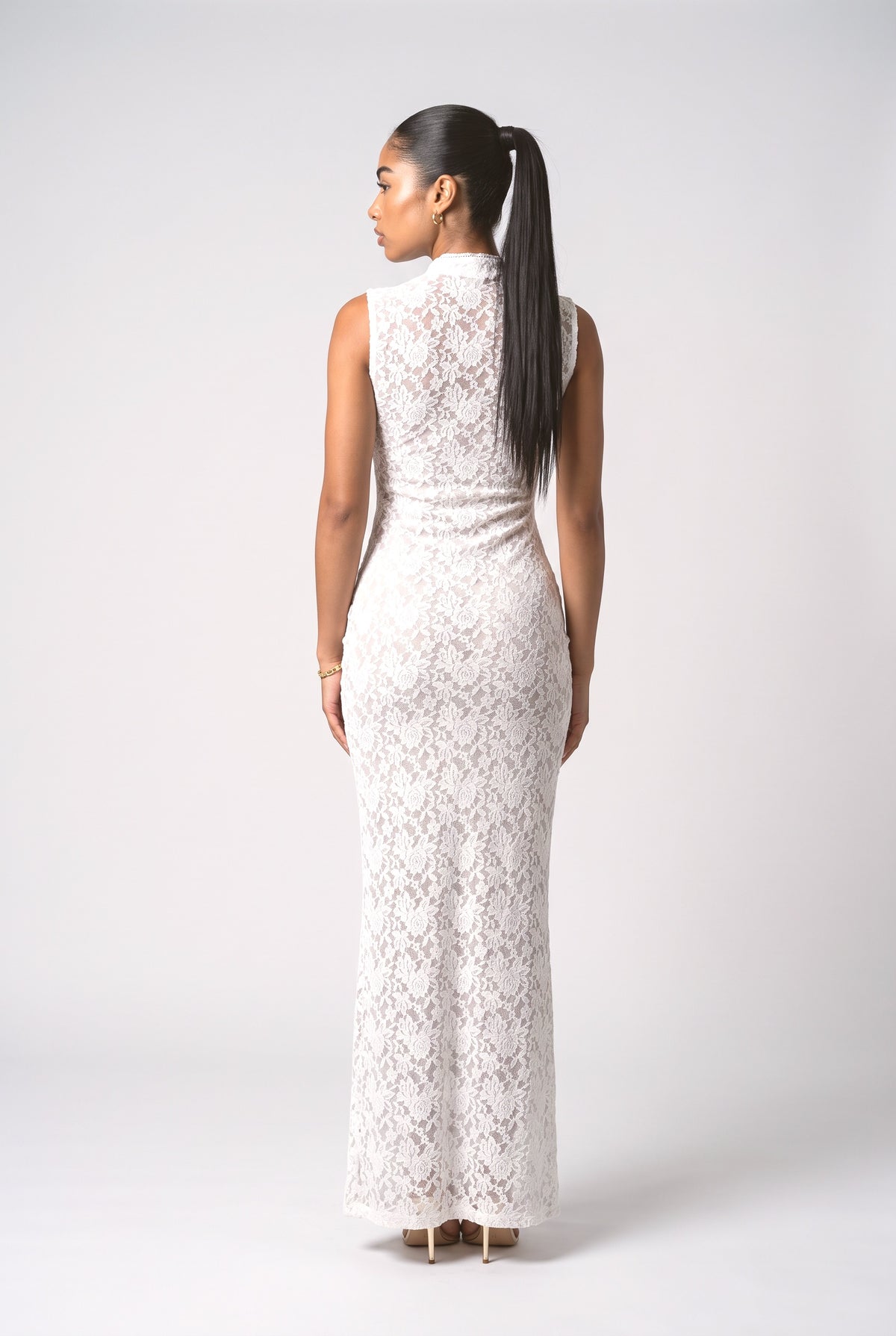 White Lace Dress, back view