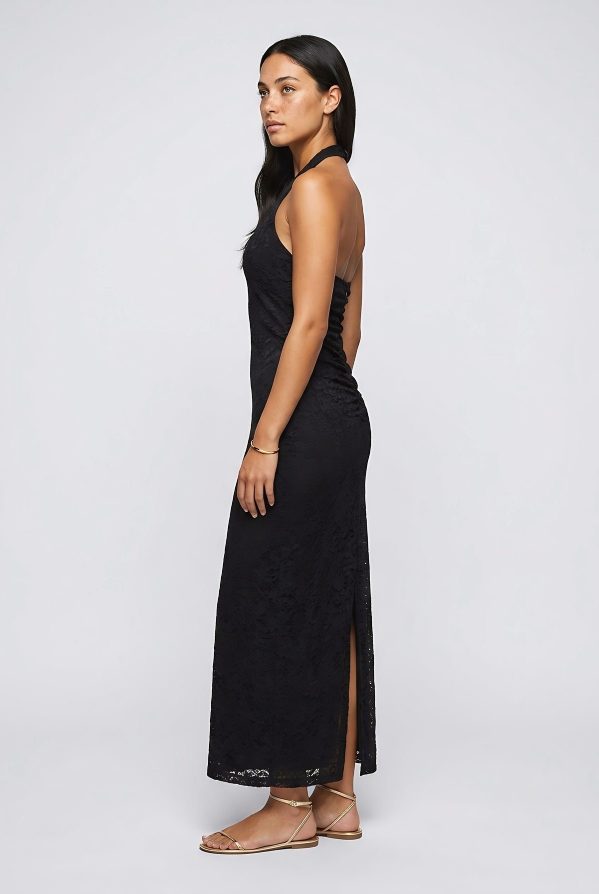 Lace Halter Neck Maxi Dress, back view