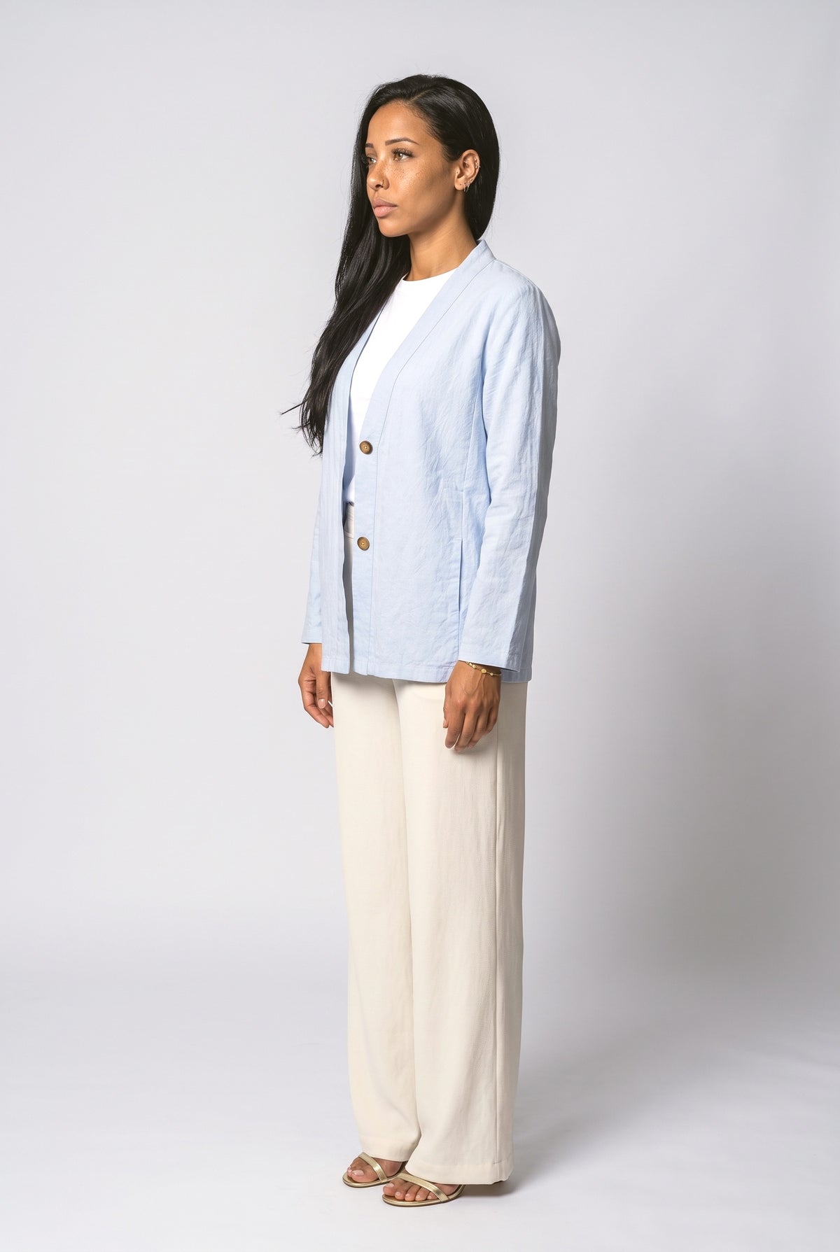 V-Neck Knit Cardigan, back view