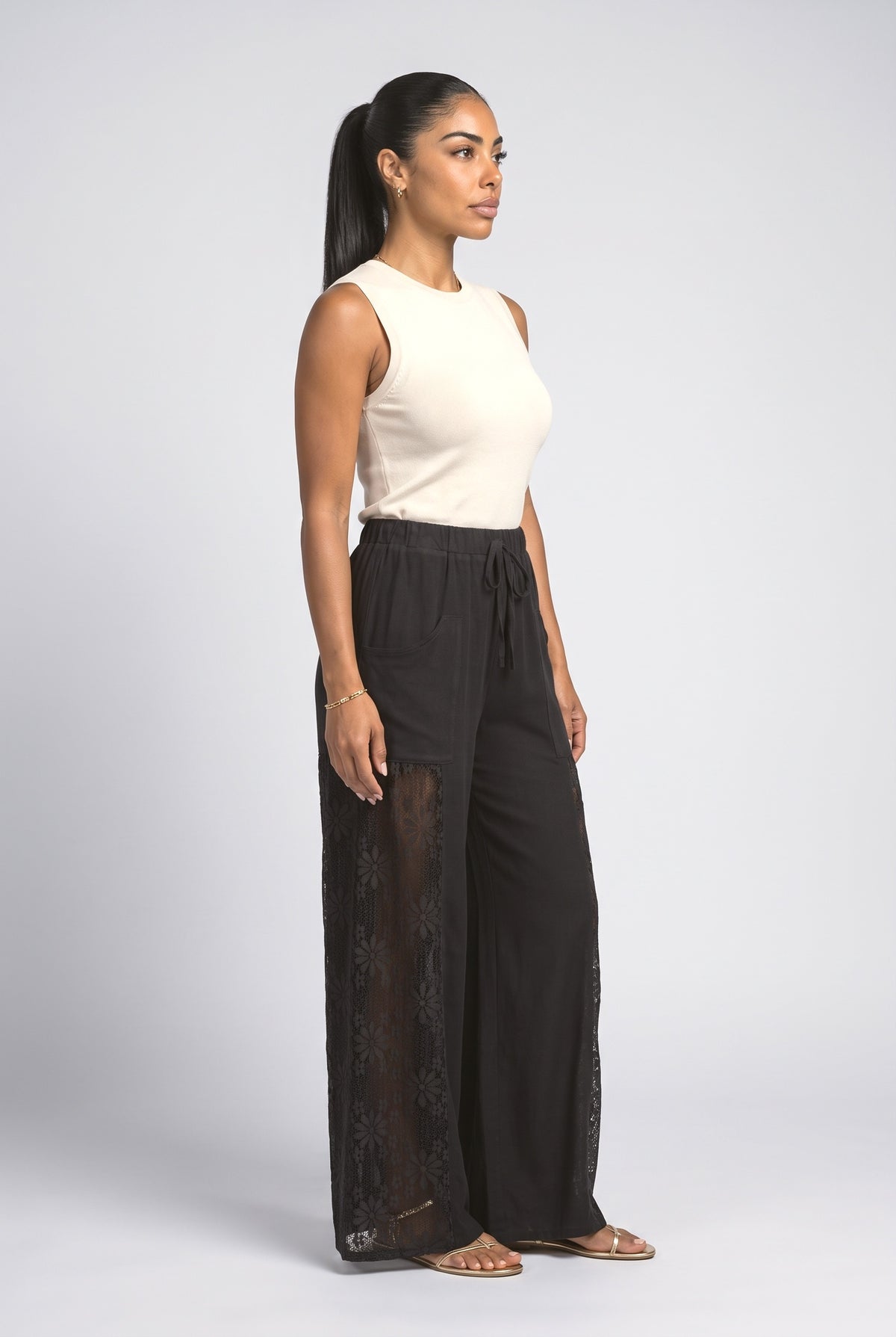 Floral Wide Leg Pants, back view