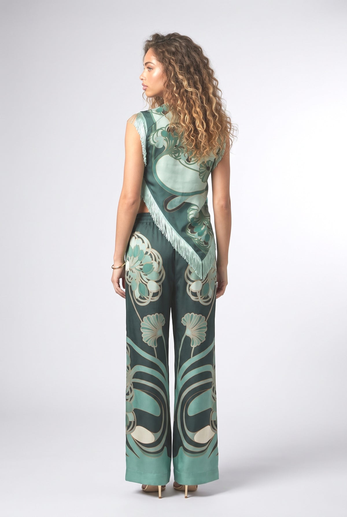 Green Fringe Outfit Set, back view