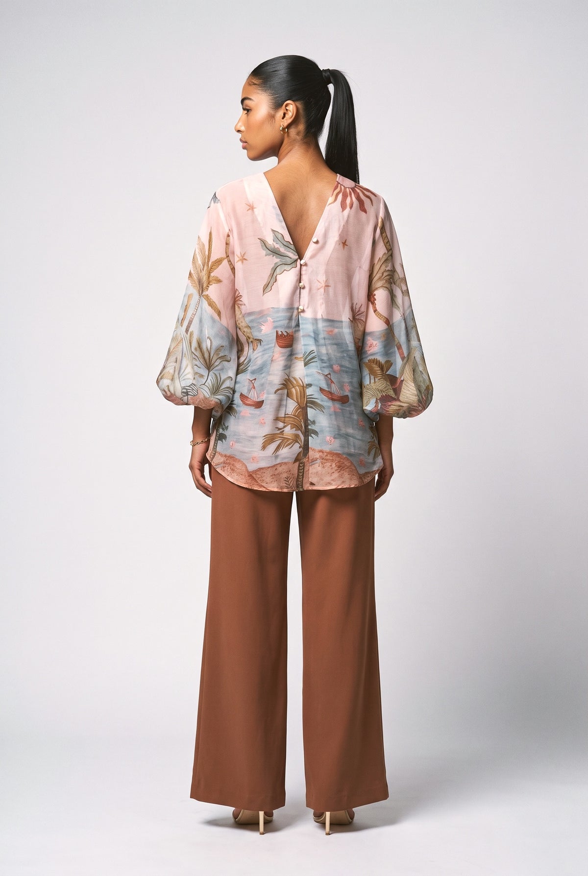 Tropical Chiffon Top, back view