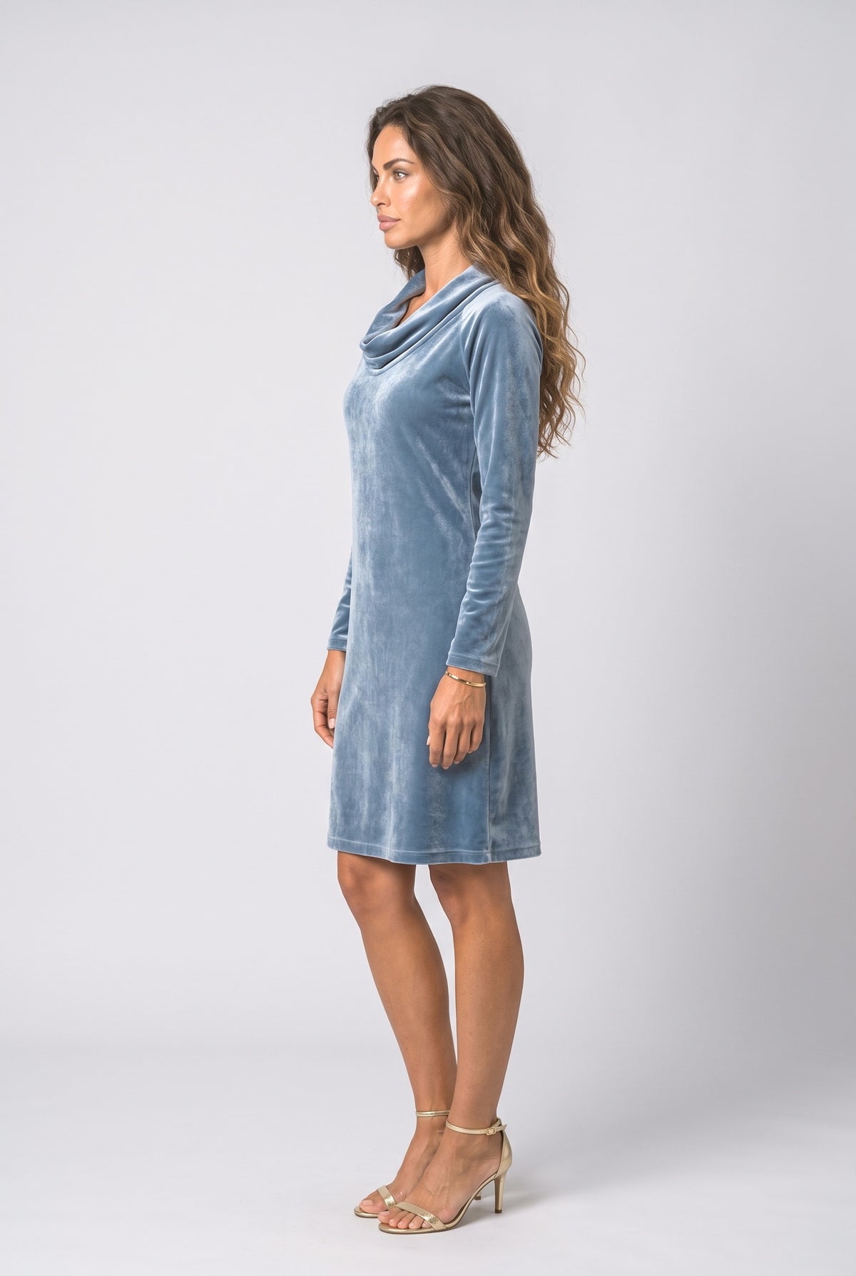 Cowl Neck Relaxed Midi Dress, back view