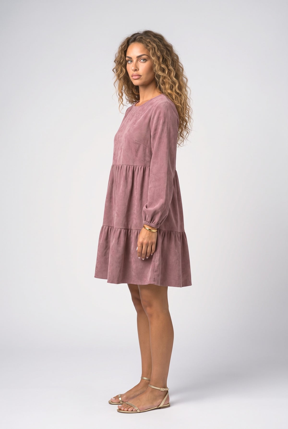Tiered Long Sleeve Dress, back view