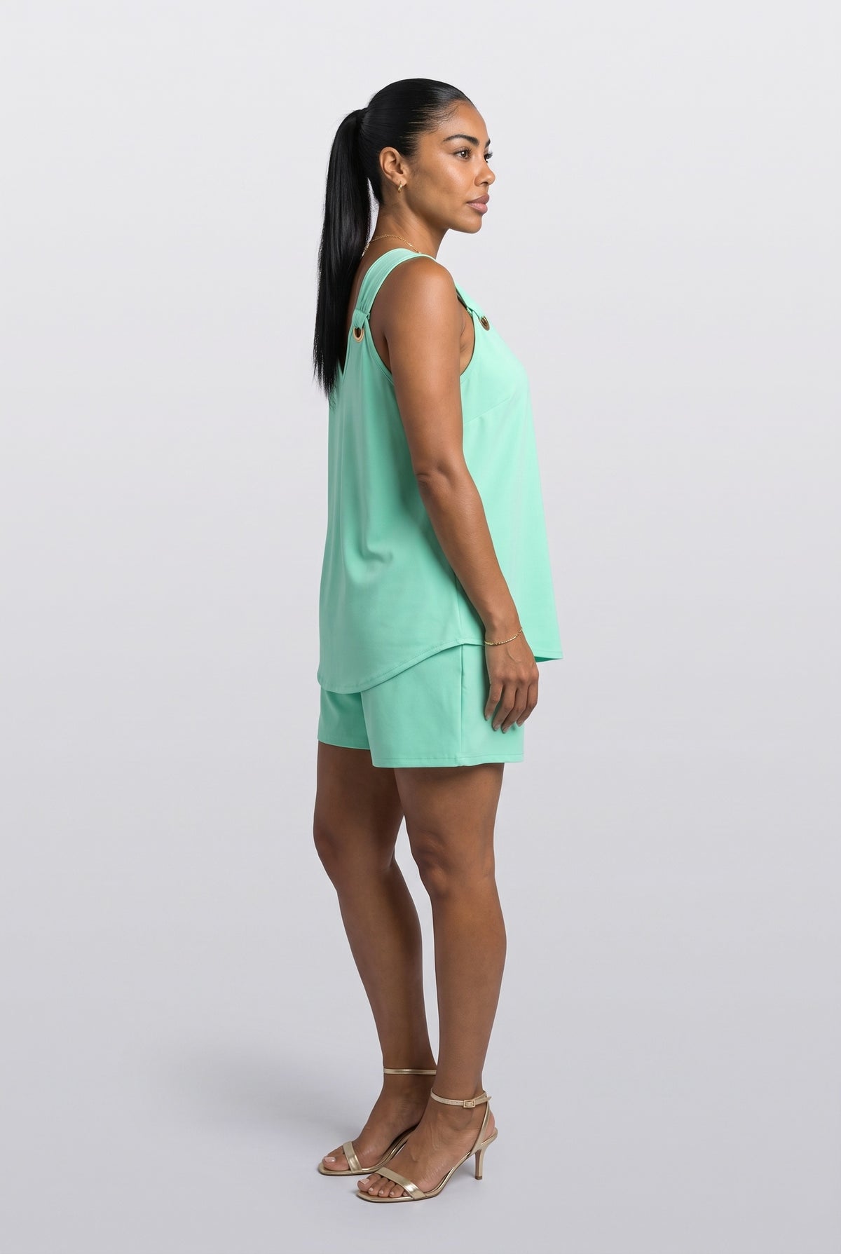 V-Neck Two Piece Outfit, back view