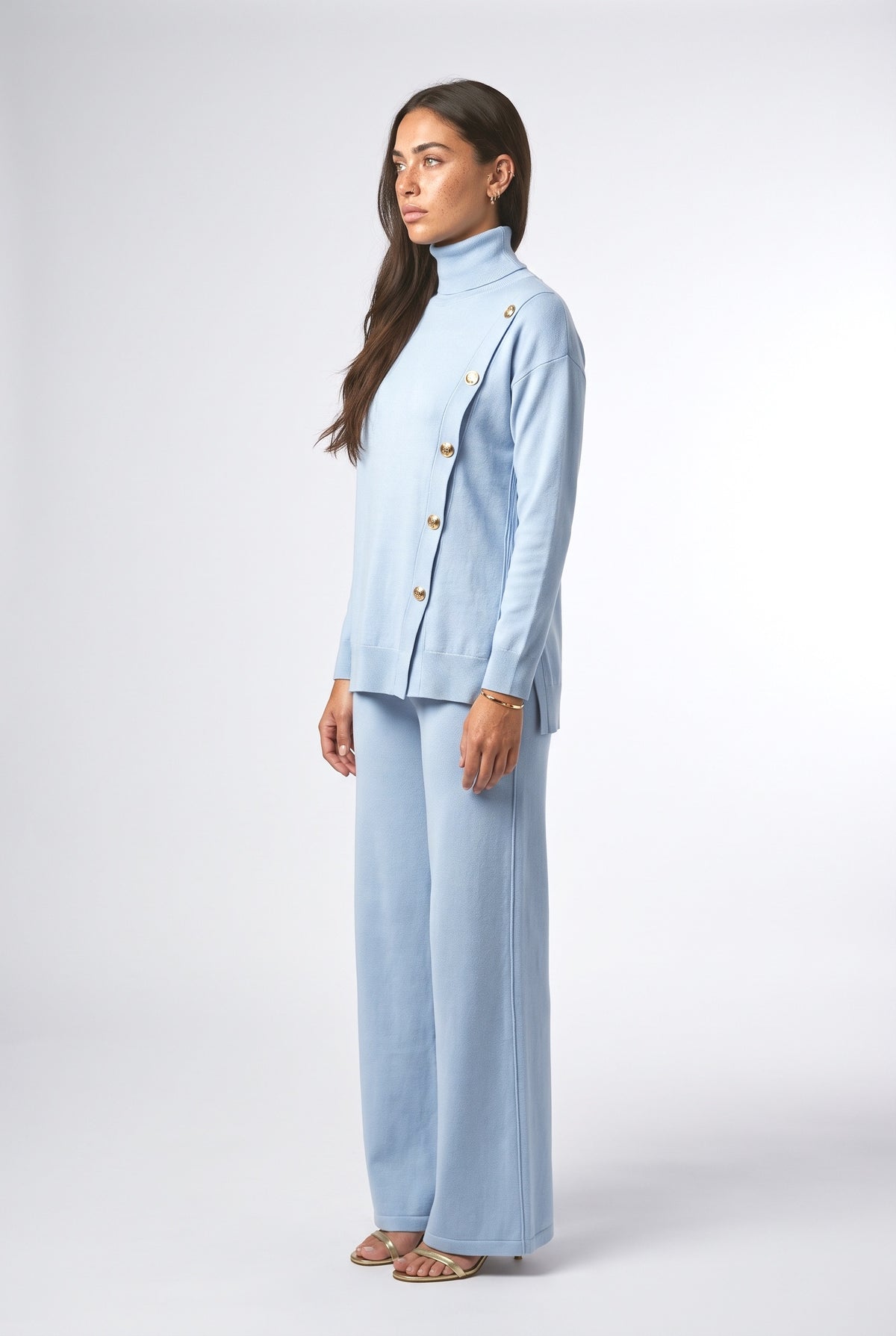 Turtleneck Pants Set Women, back view