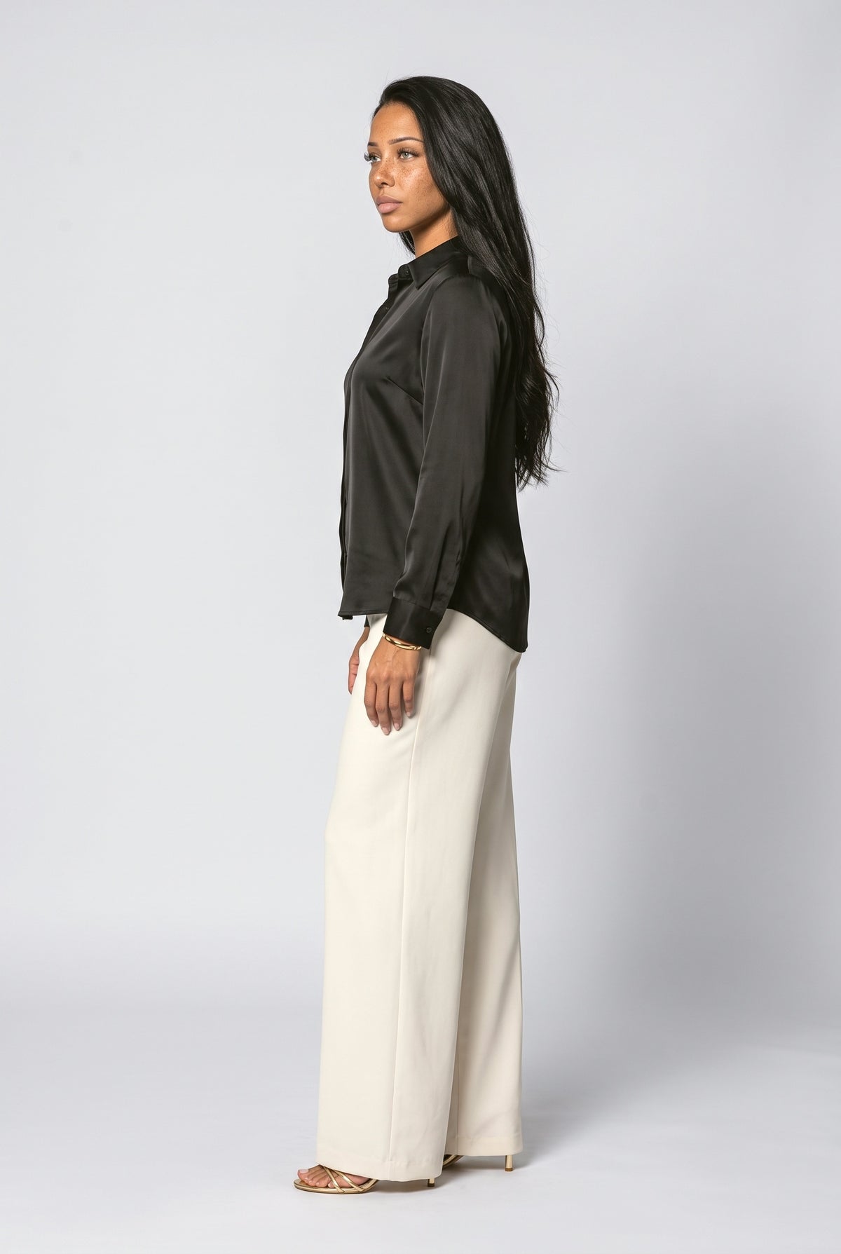 Satin Long Sleeve Blouse, back view
