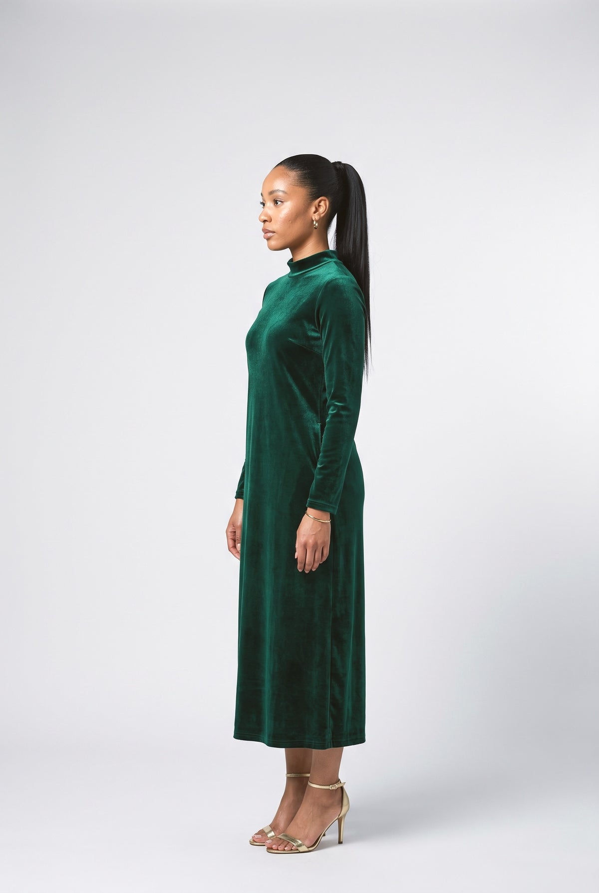 Velvet Midi Dress, back view