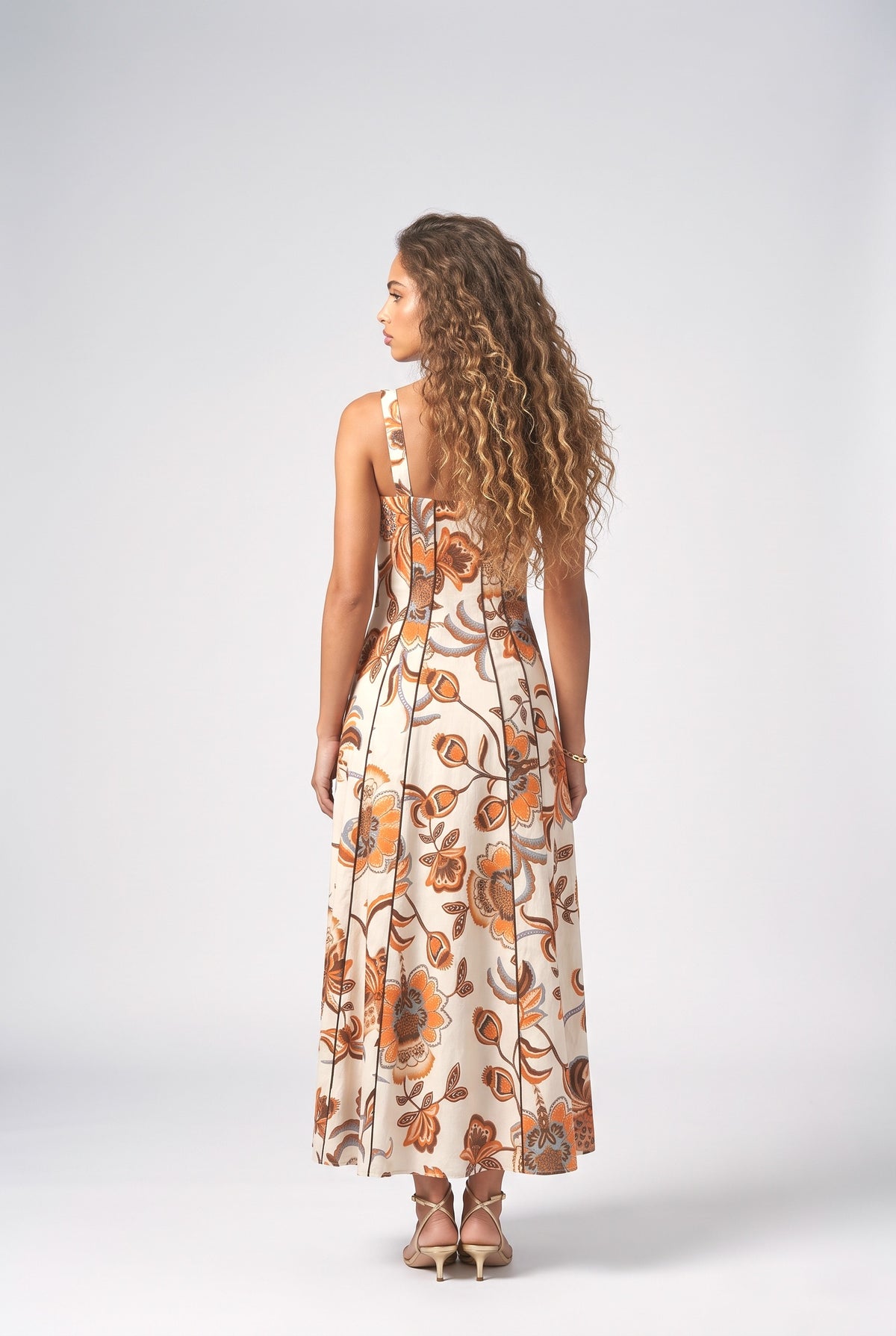 Multicolor Print Maxi Dress, back view