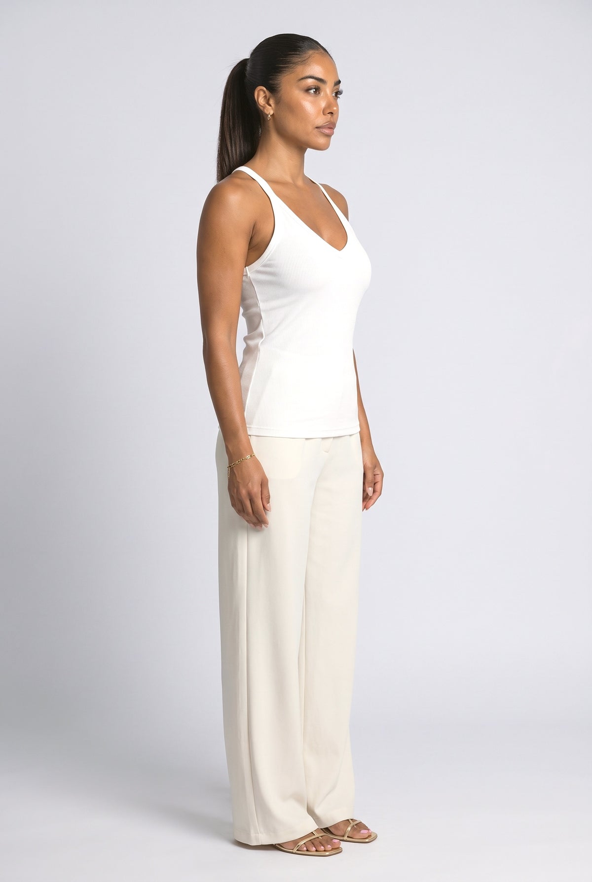 Ribbed V-Neck Tank Top, back view