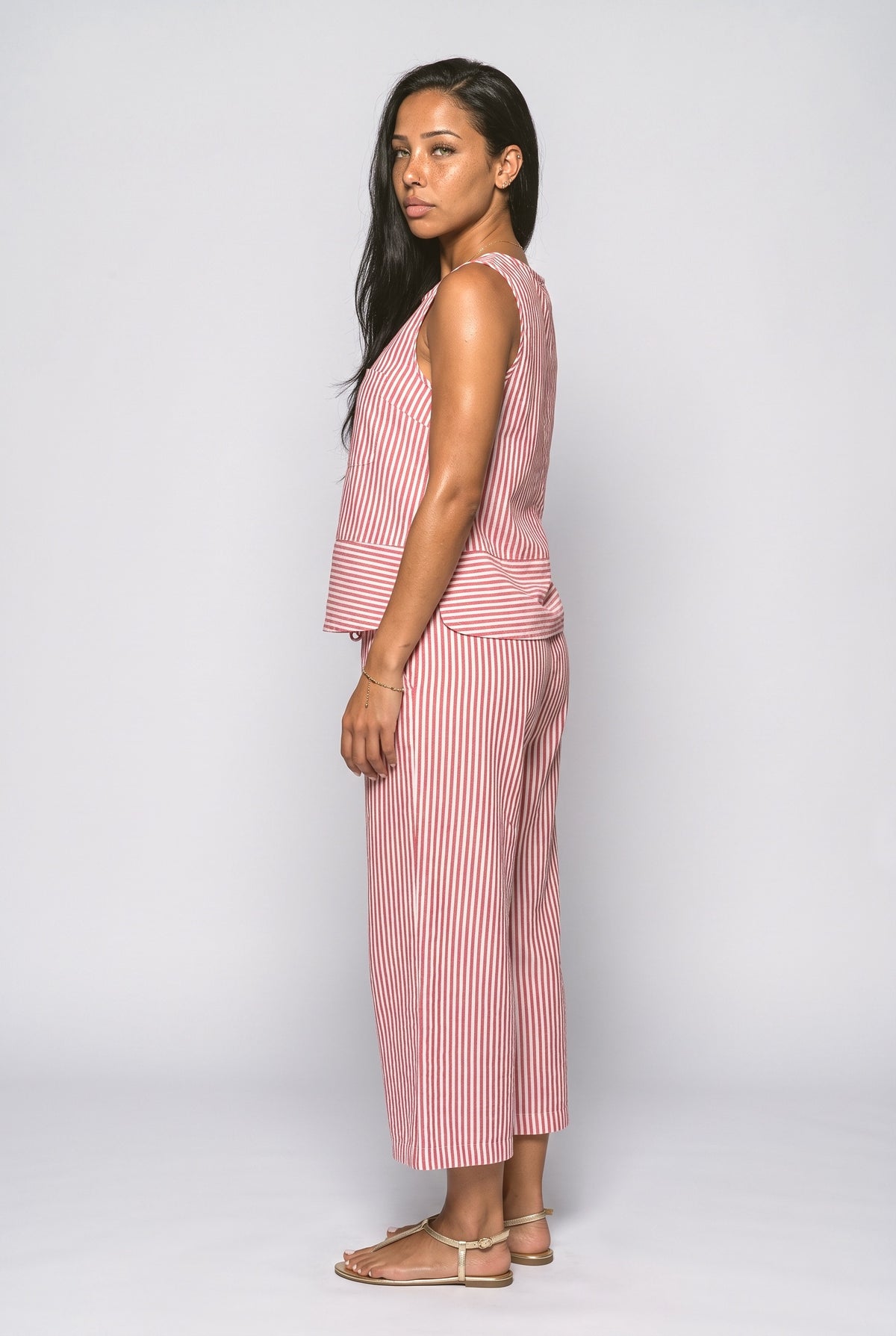 Striped Two Piece Outfit, back view