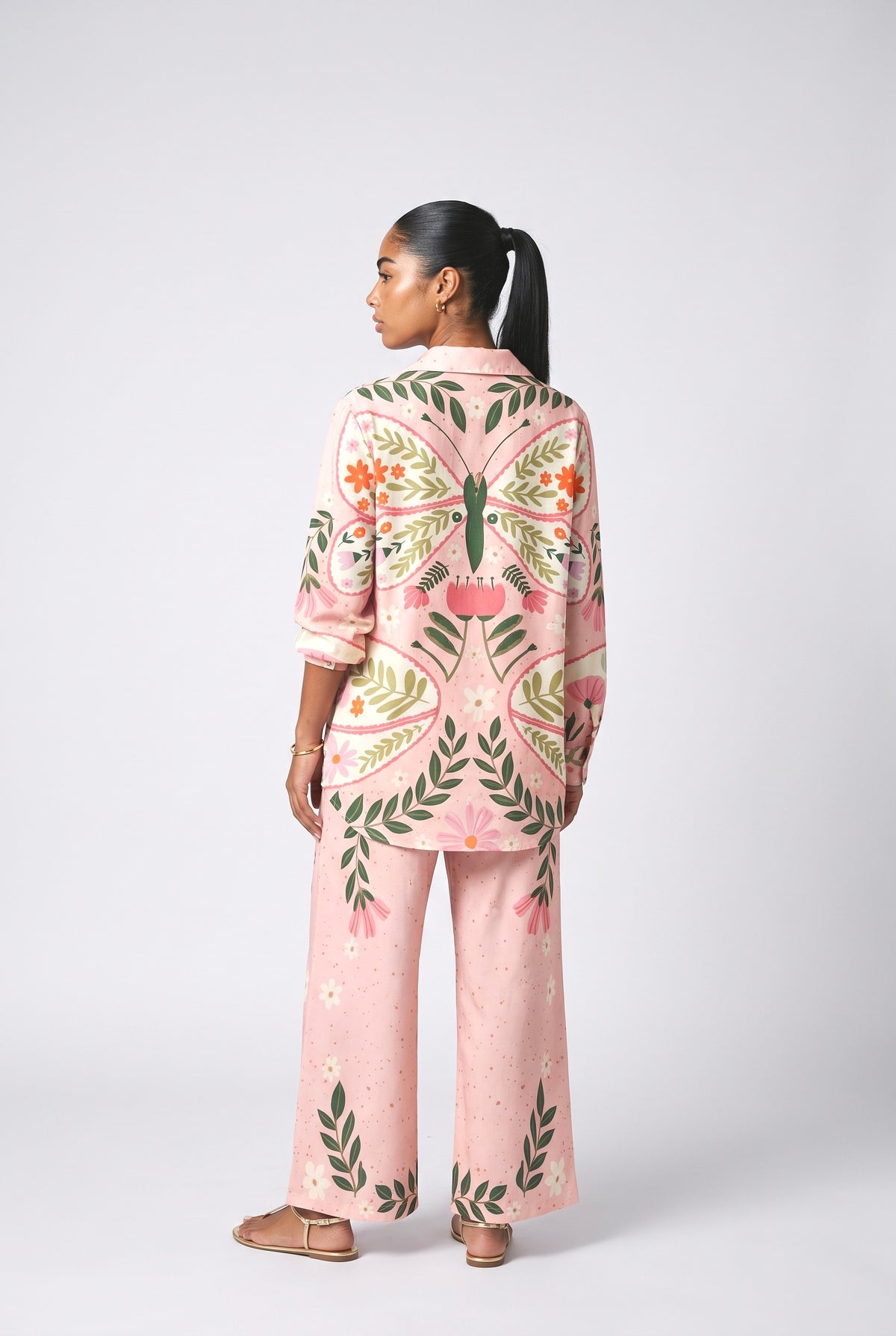 Pink Floral Outfit Set, back view