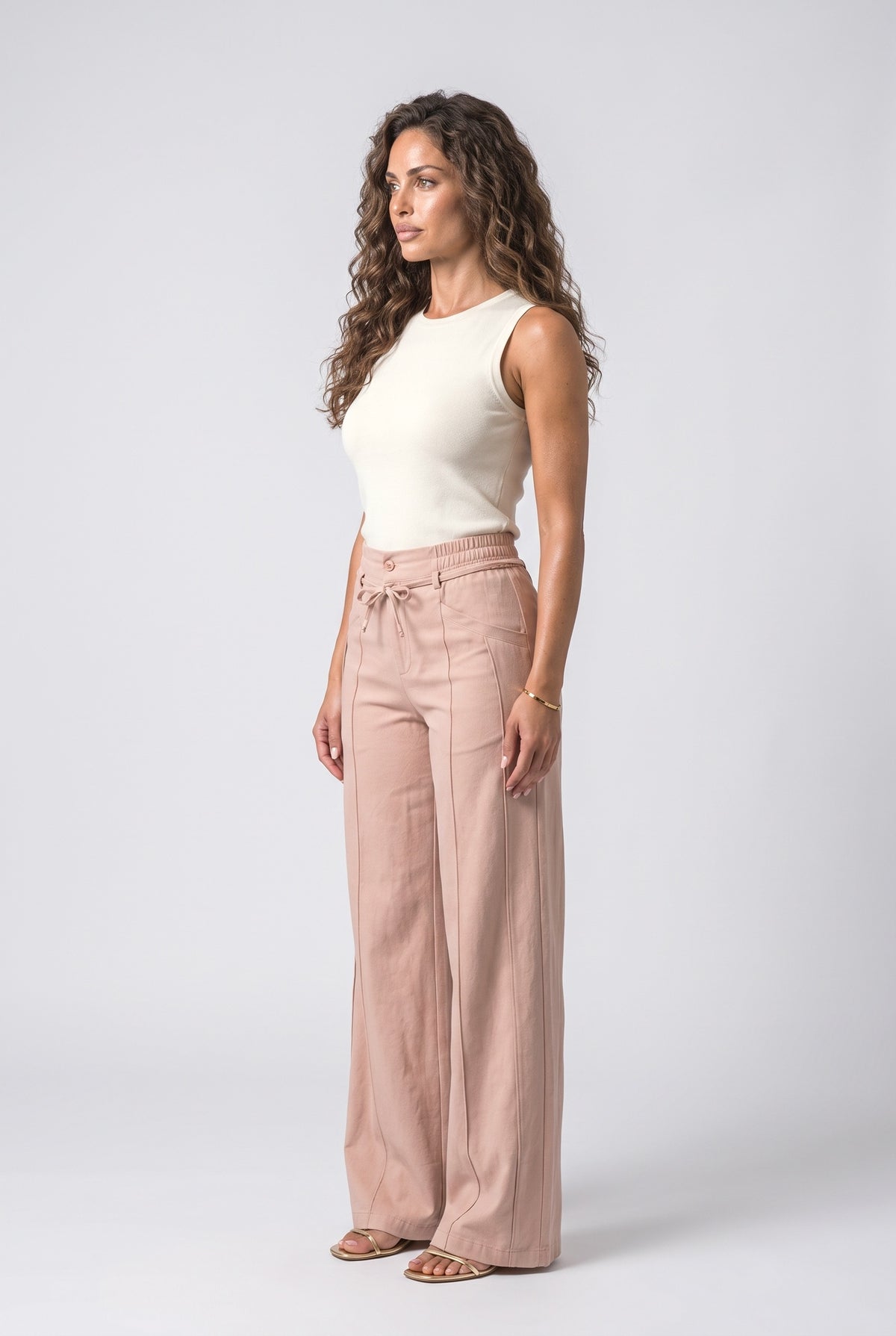 Pleated Wide Leg Pants, back view