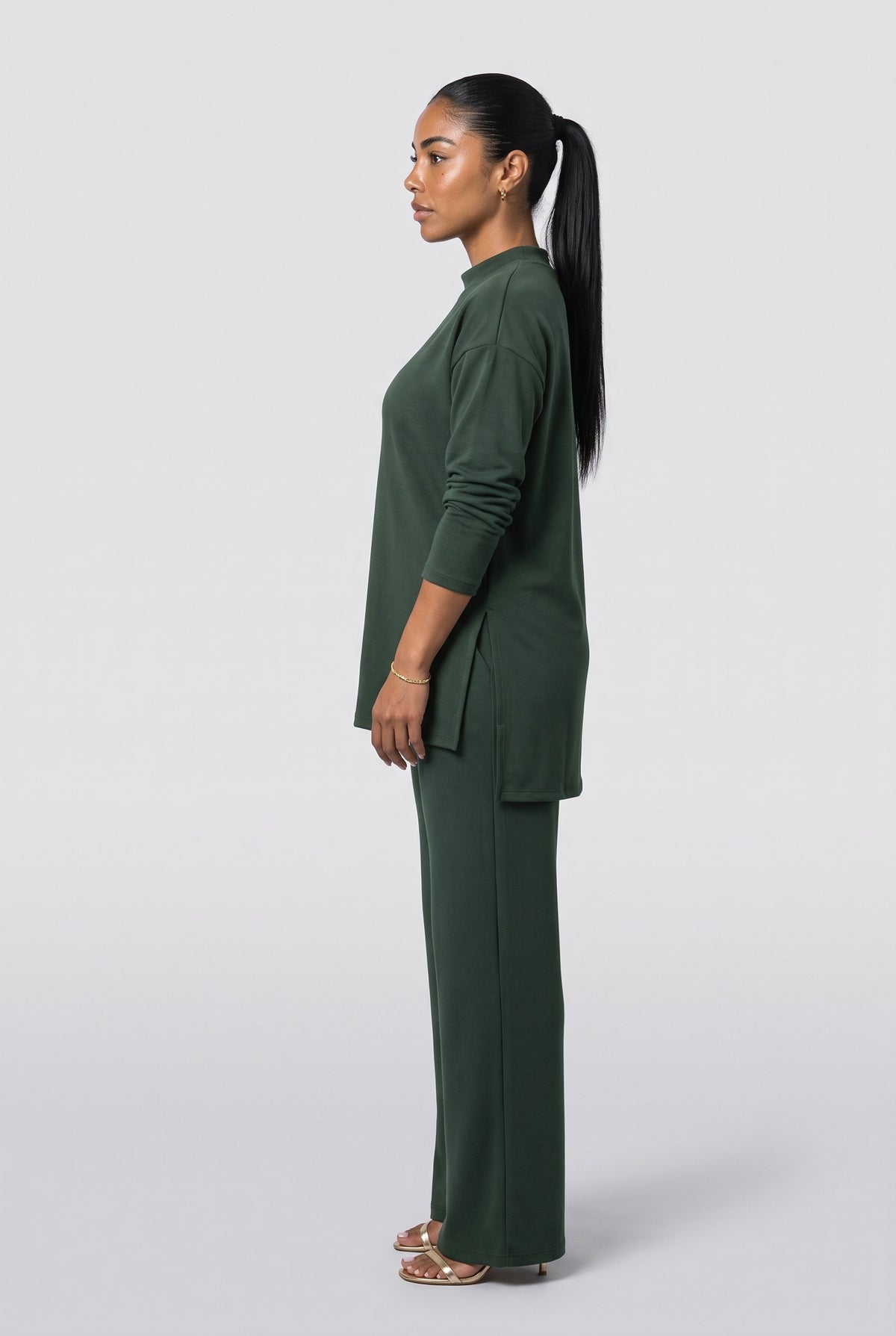 Long Sleeve Wide Leg Pants, back view