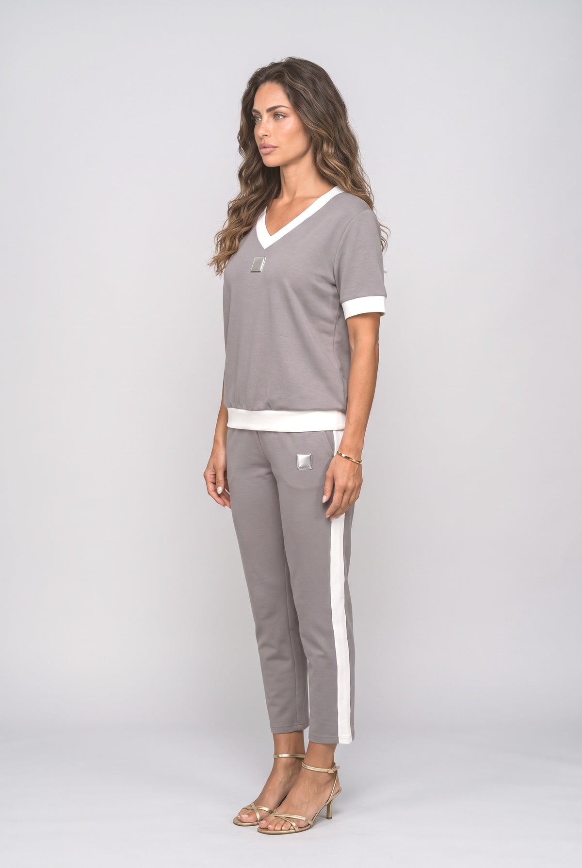 V-Neck Two Piece Outfit, back view