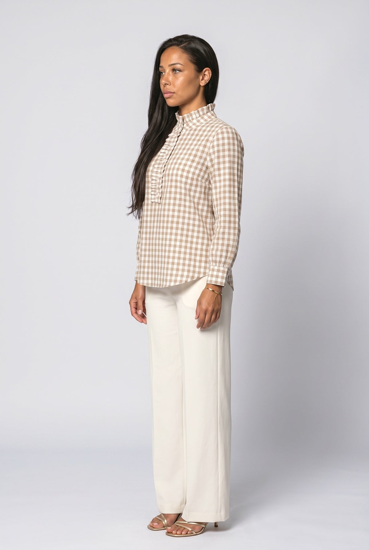 Gingham Ruffle Blouse, back view