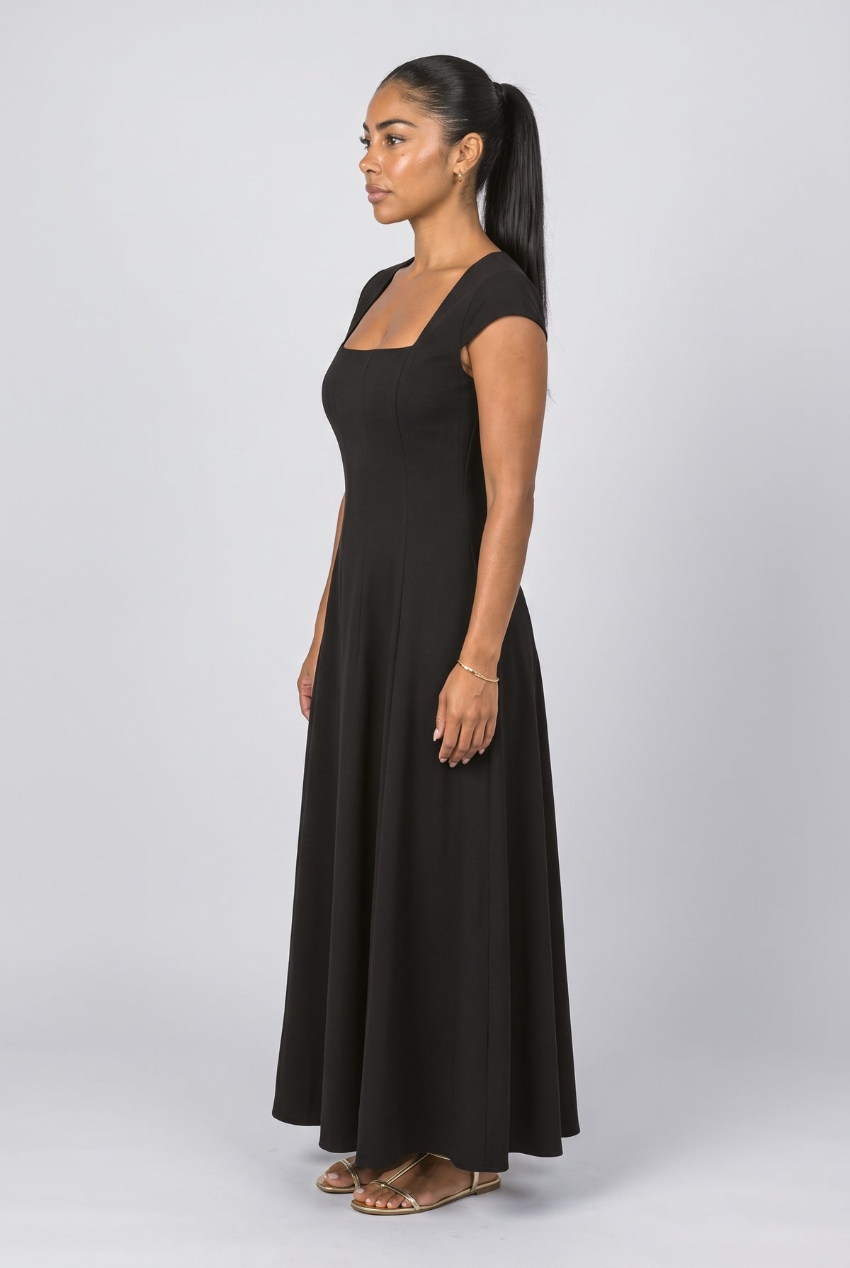 Square Neck A-Line Cocktail Dress, back view