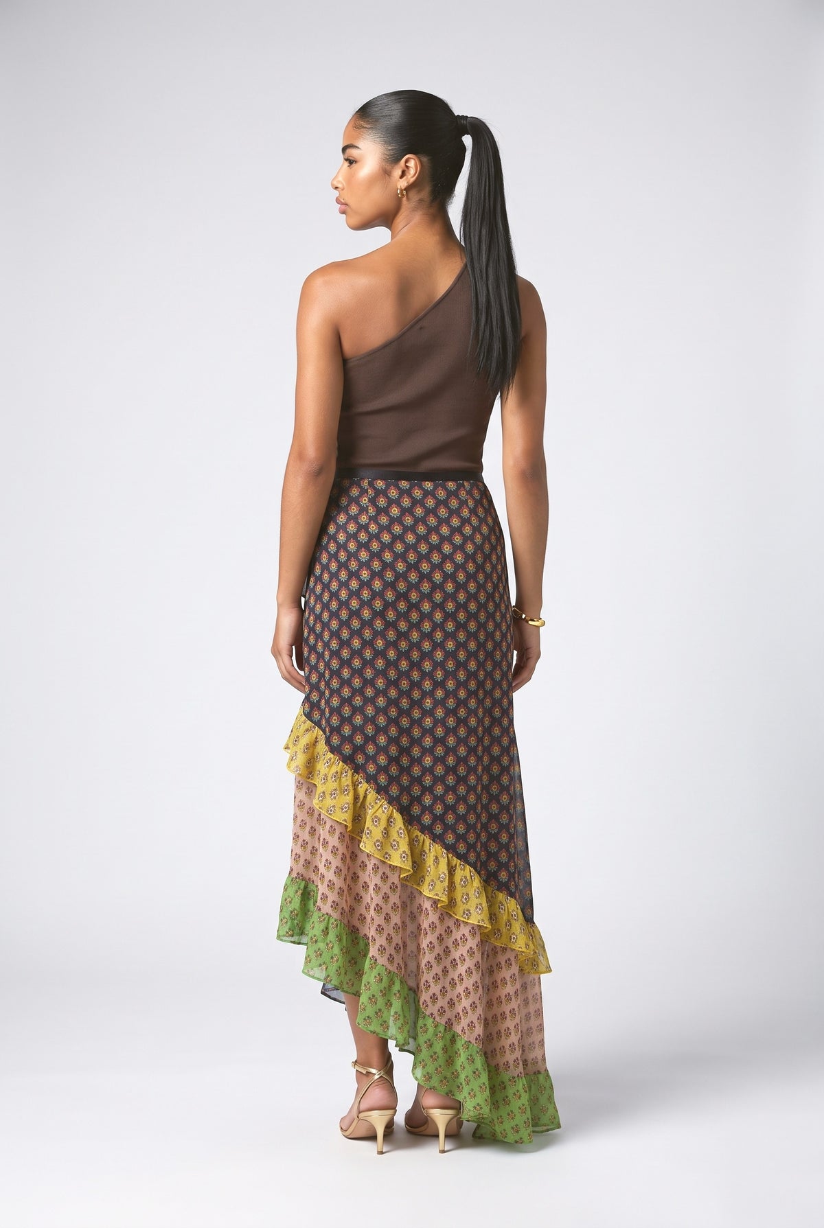 One-Shoulder Tiered Outfit Set, back view