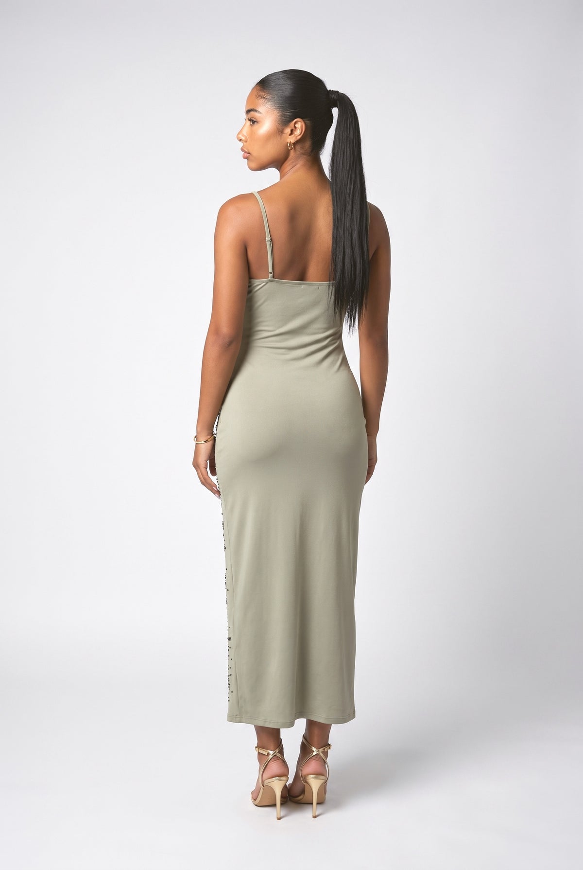 Black Beaded Dress, back view