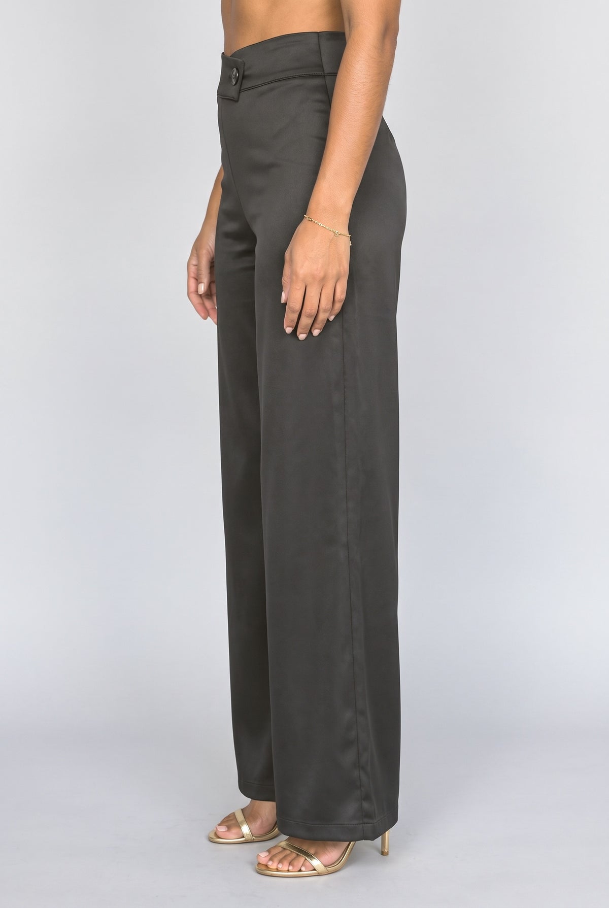 Satin Asymmetric Wide Leg Pants, back view