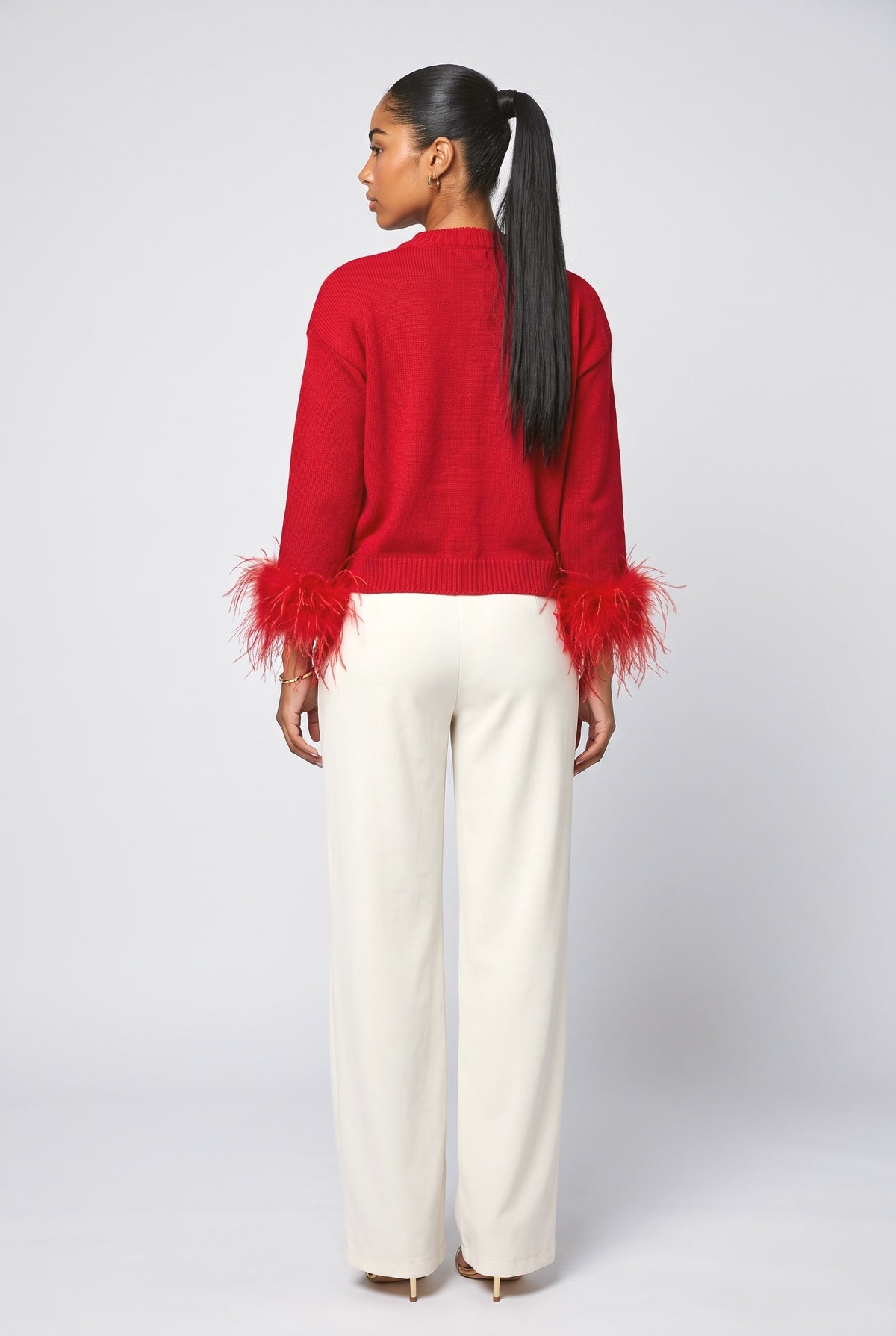 Feather Trim Top, back view