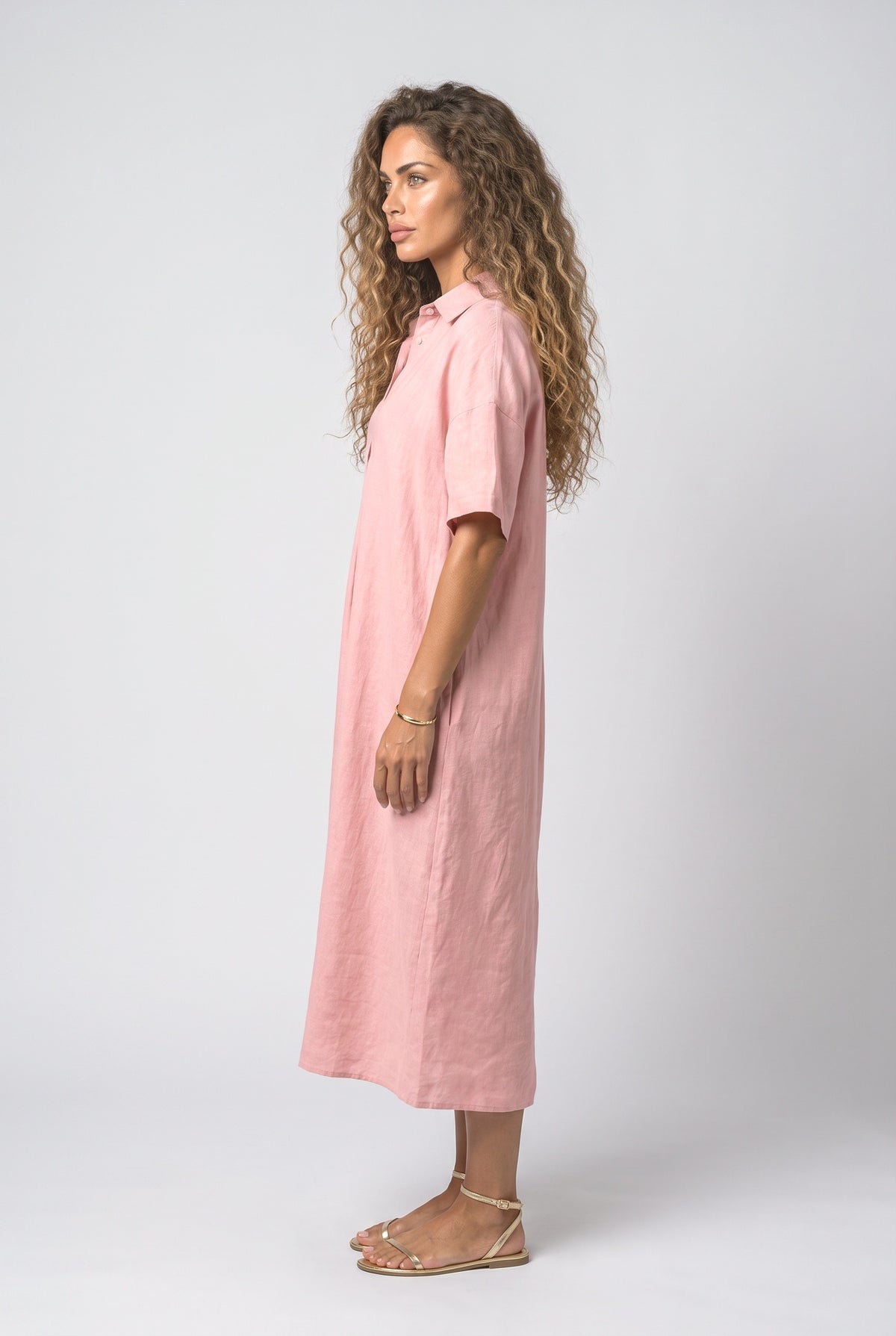 Linen Midi Dress, back view