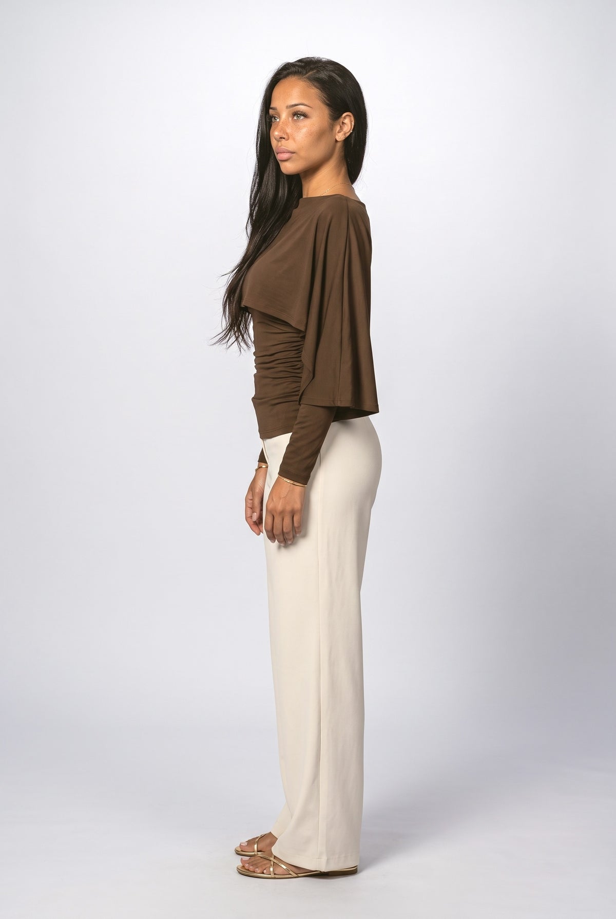 Batwing Sleeve Ruched Blouse, back view