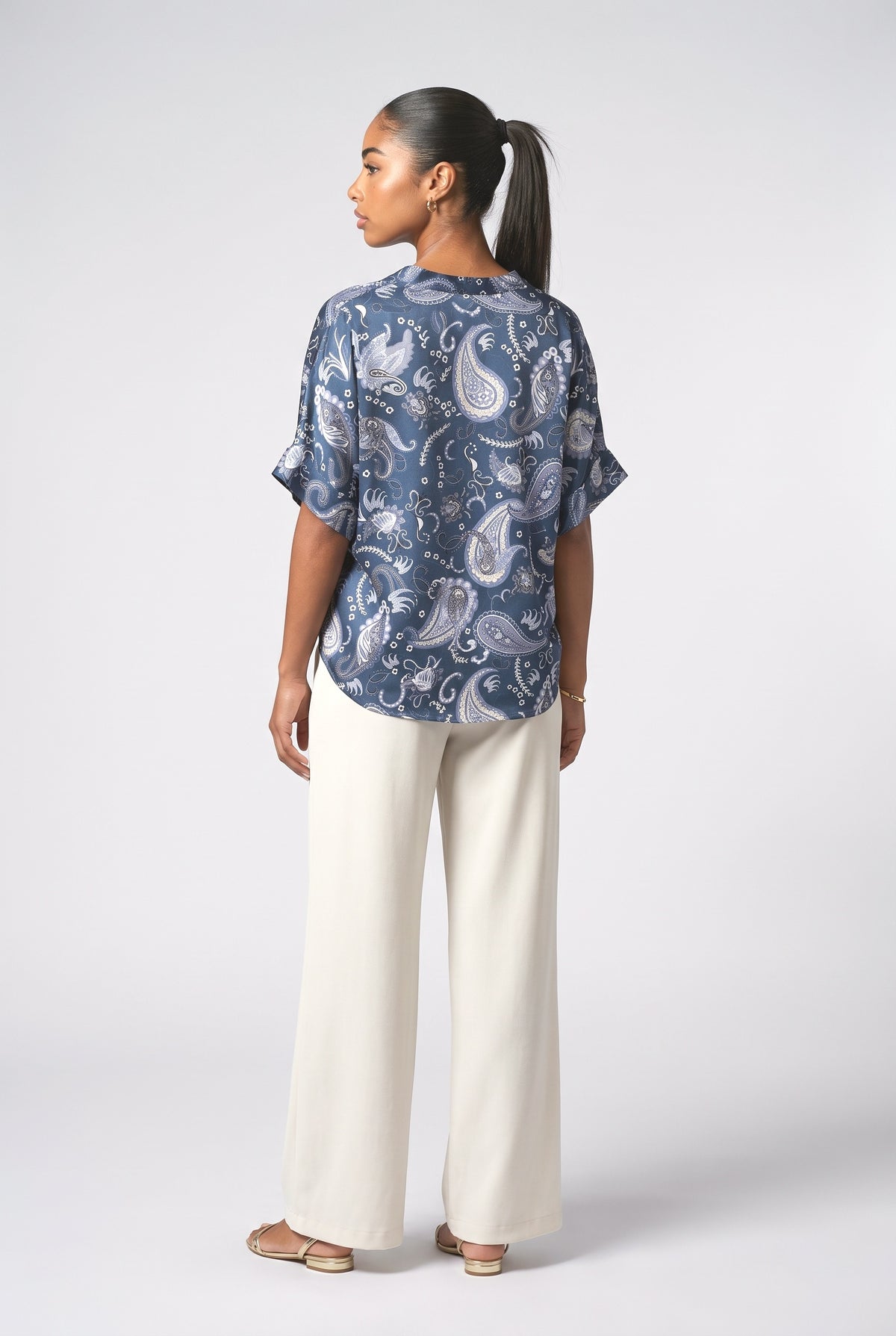 Bohemian Ocean Print Shirt, back view