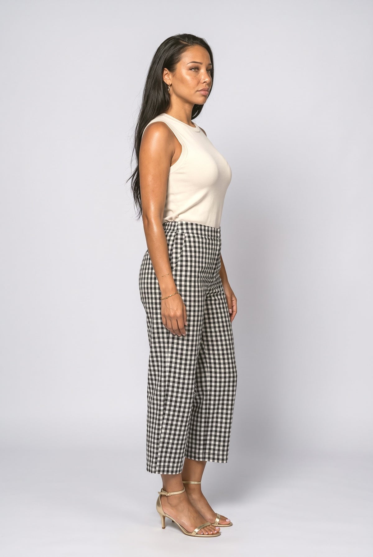 Gingham Wide Leg Pants, back view