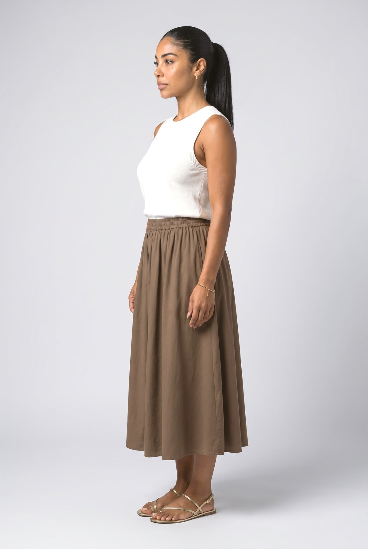 Tiered Midi Skirt, back view