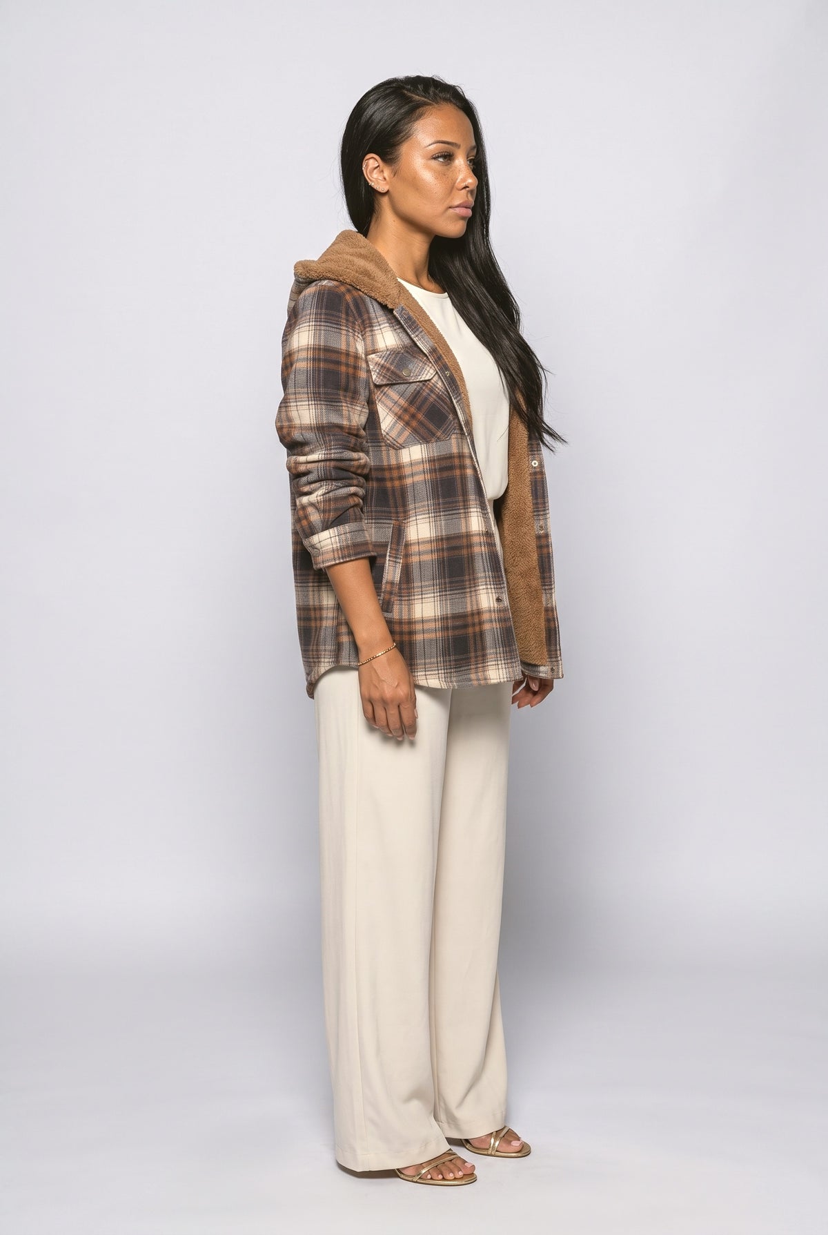Plaid Fleece Jacket, back view