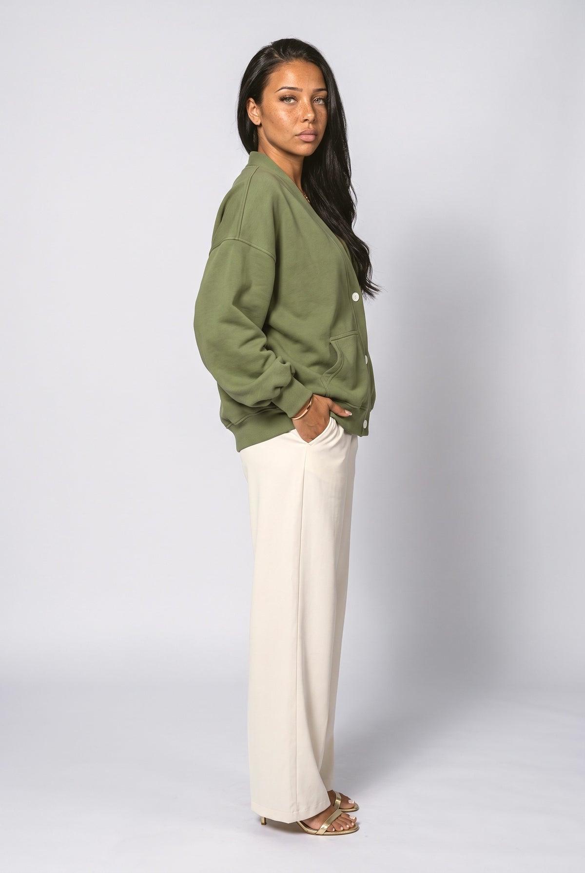 Oversized Knit Cardigan, back view