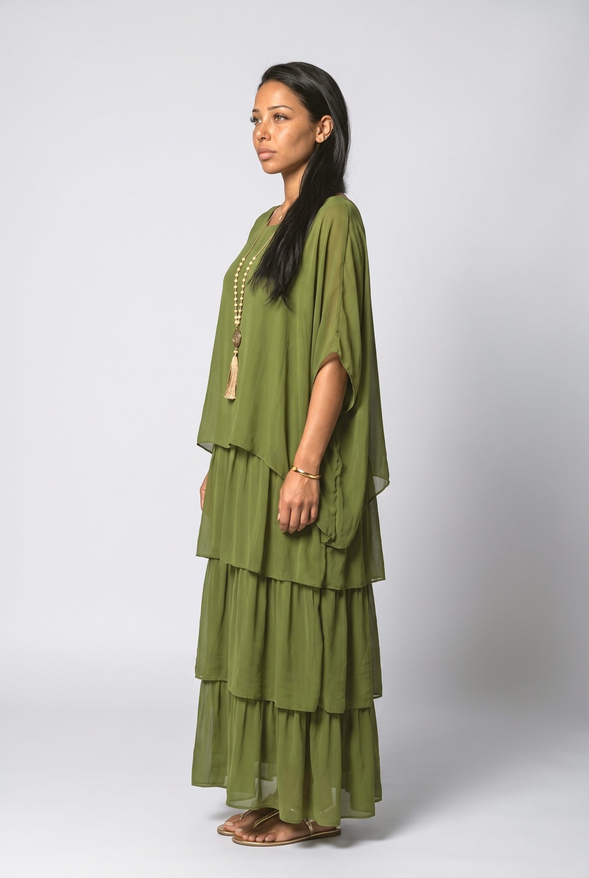 Chiffon Tiered Maxi Dress, back view