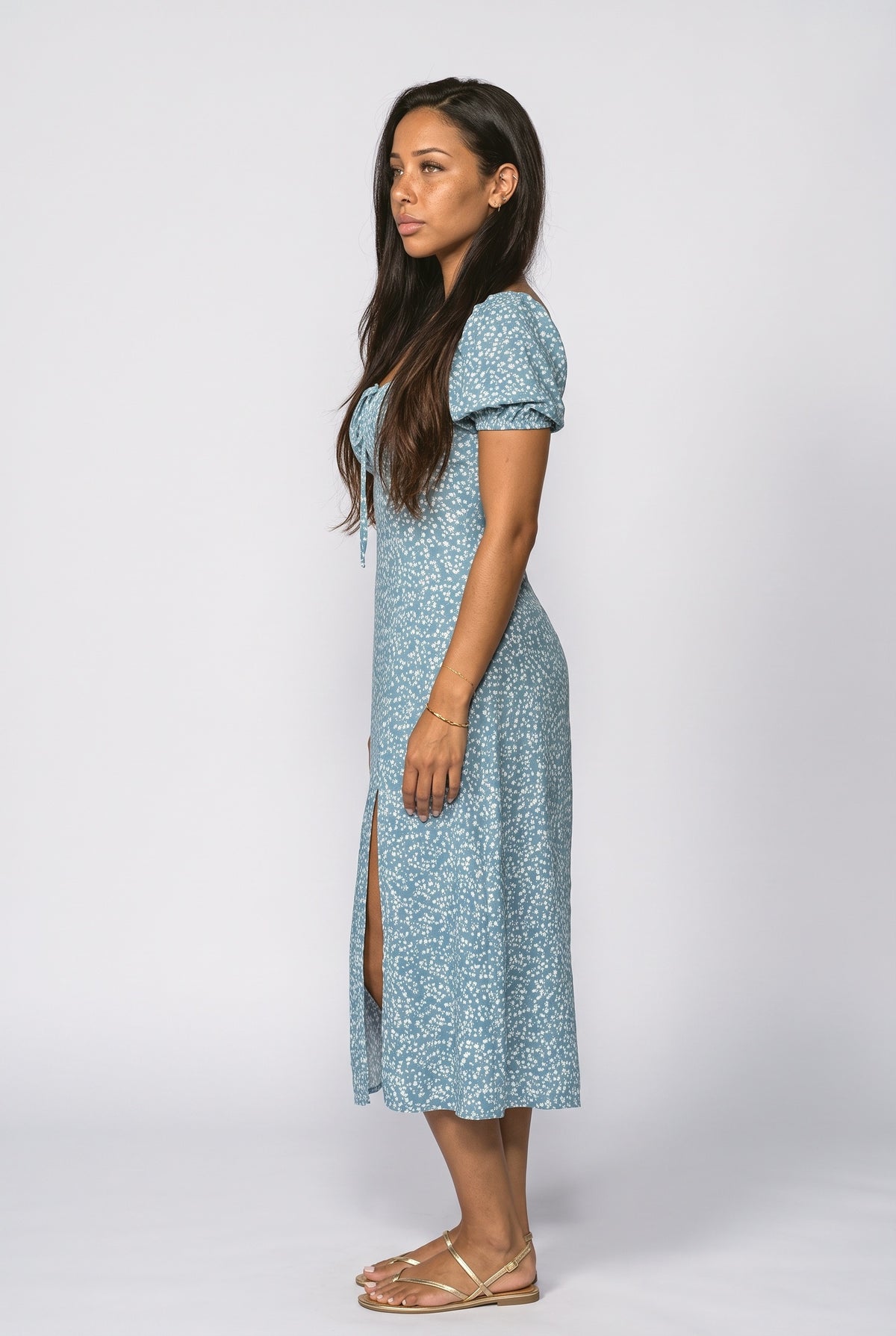 Floral Slit Midi Dress, back view