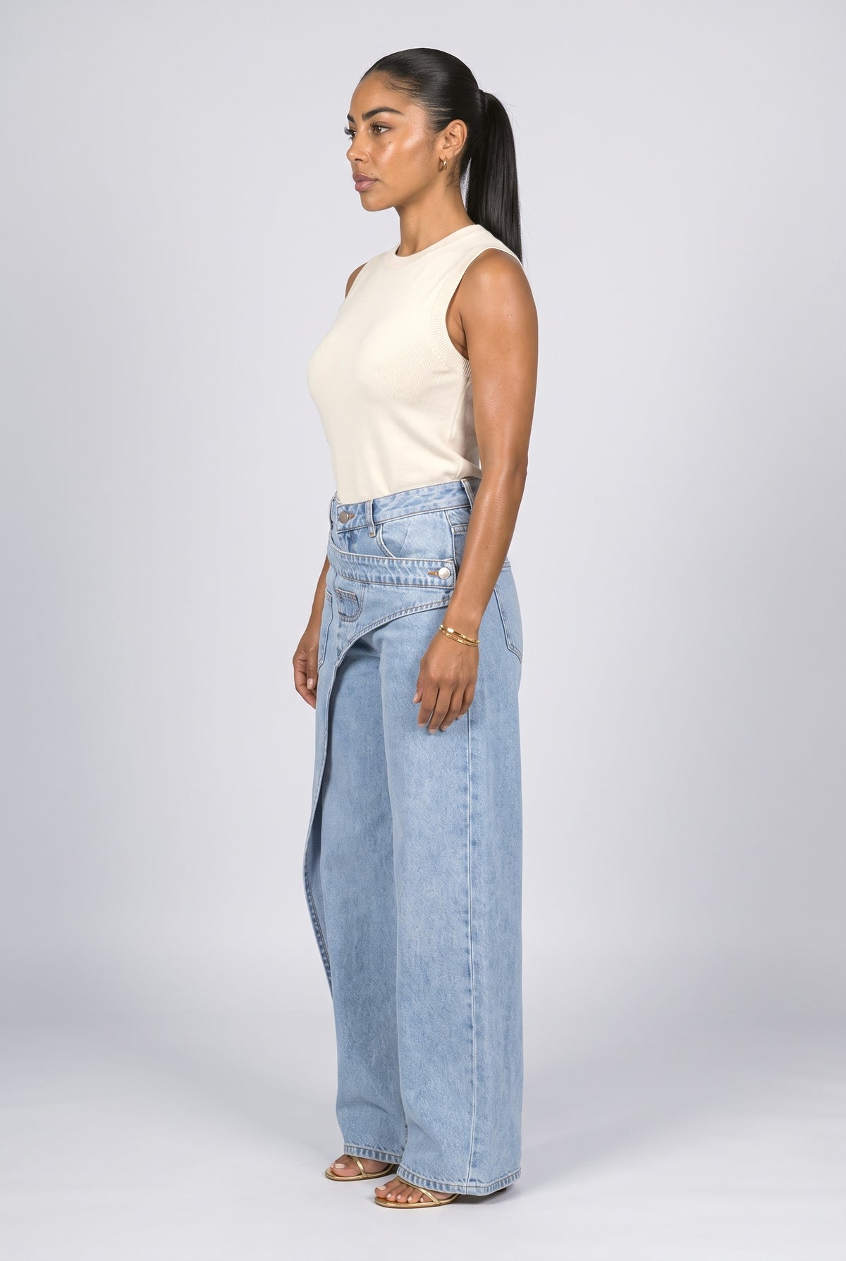 Wrap Wide Leg Jeans, back view