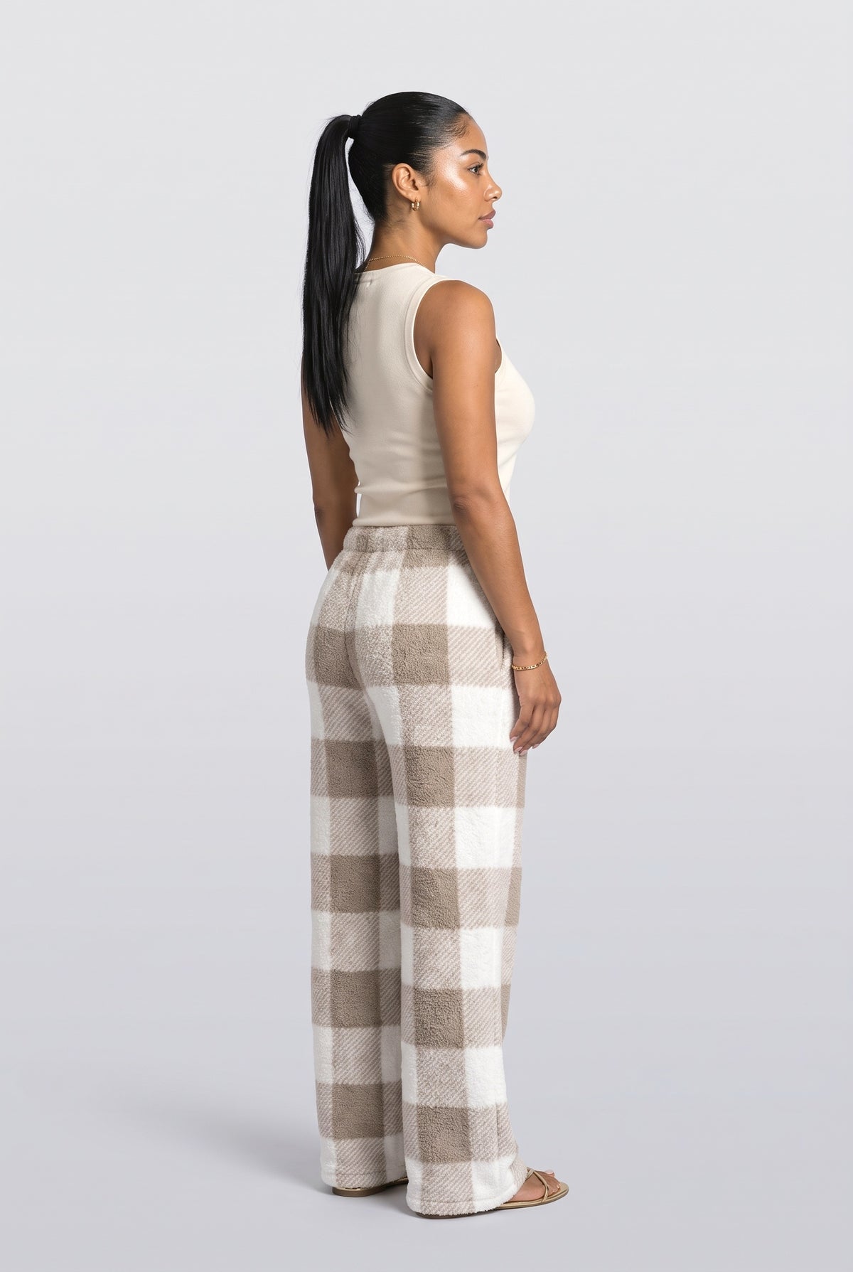 Plaid Wide Leg Pants, back view