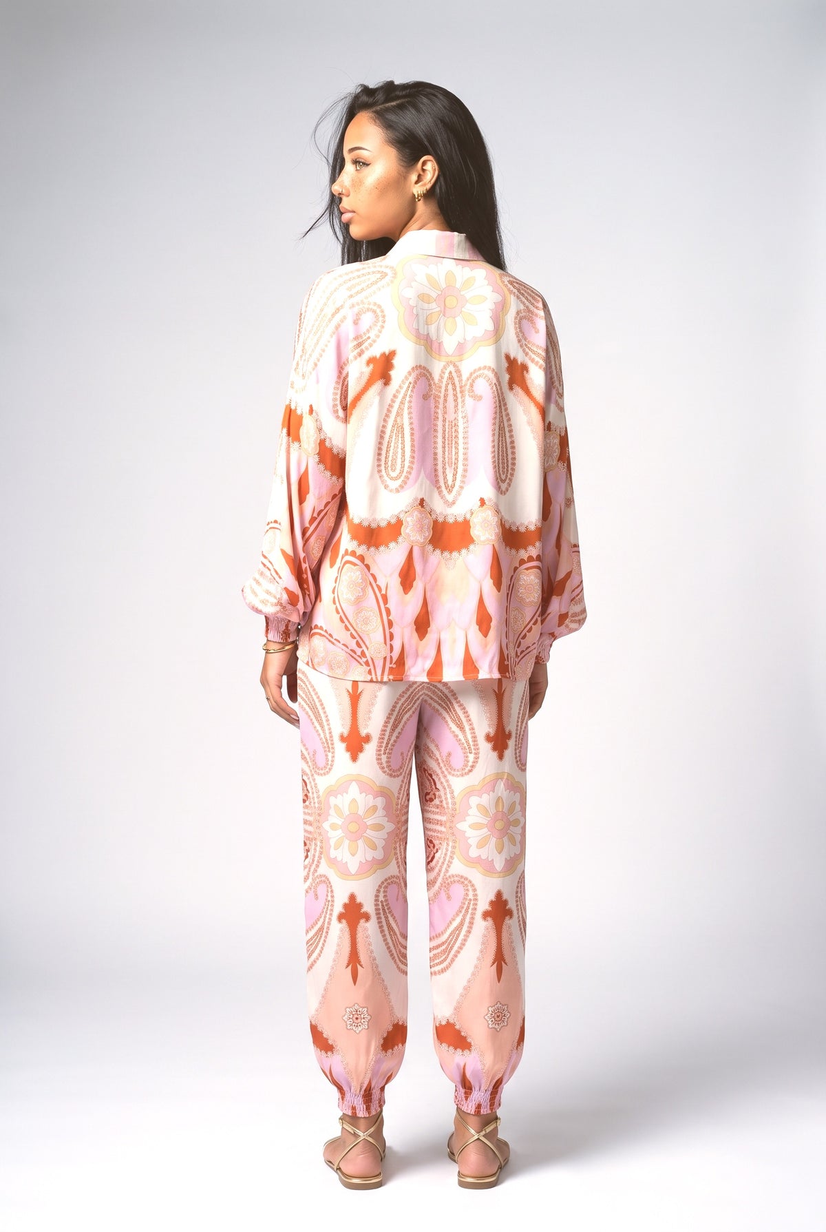 Pink Paisley Relaxed Outfit Set, back view