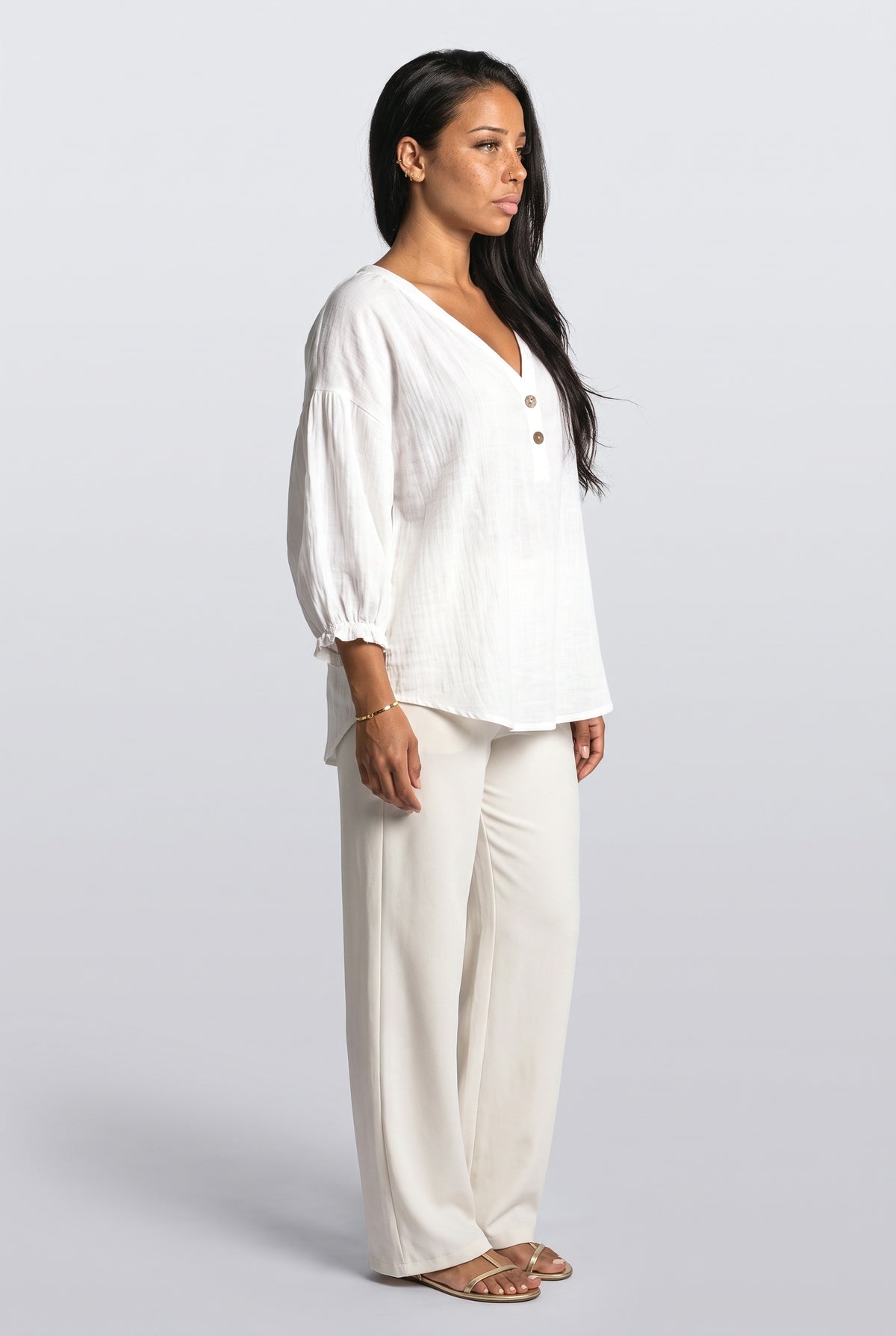 V-Neck Relaxed Blouse, back view