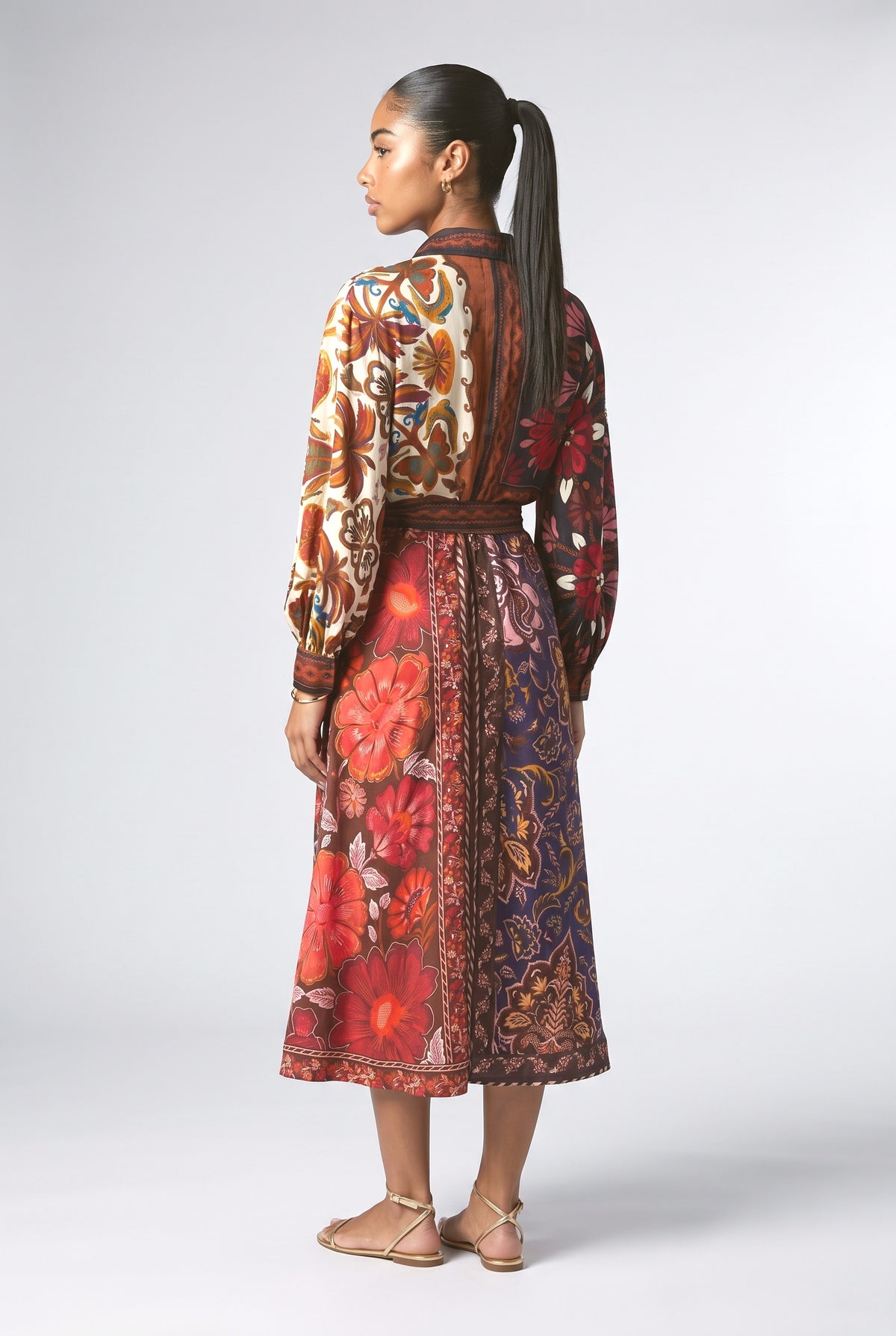Multicolor Floral Midi Dress, back view