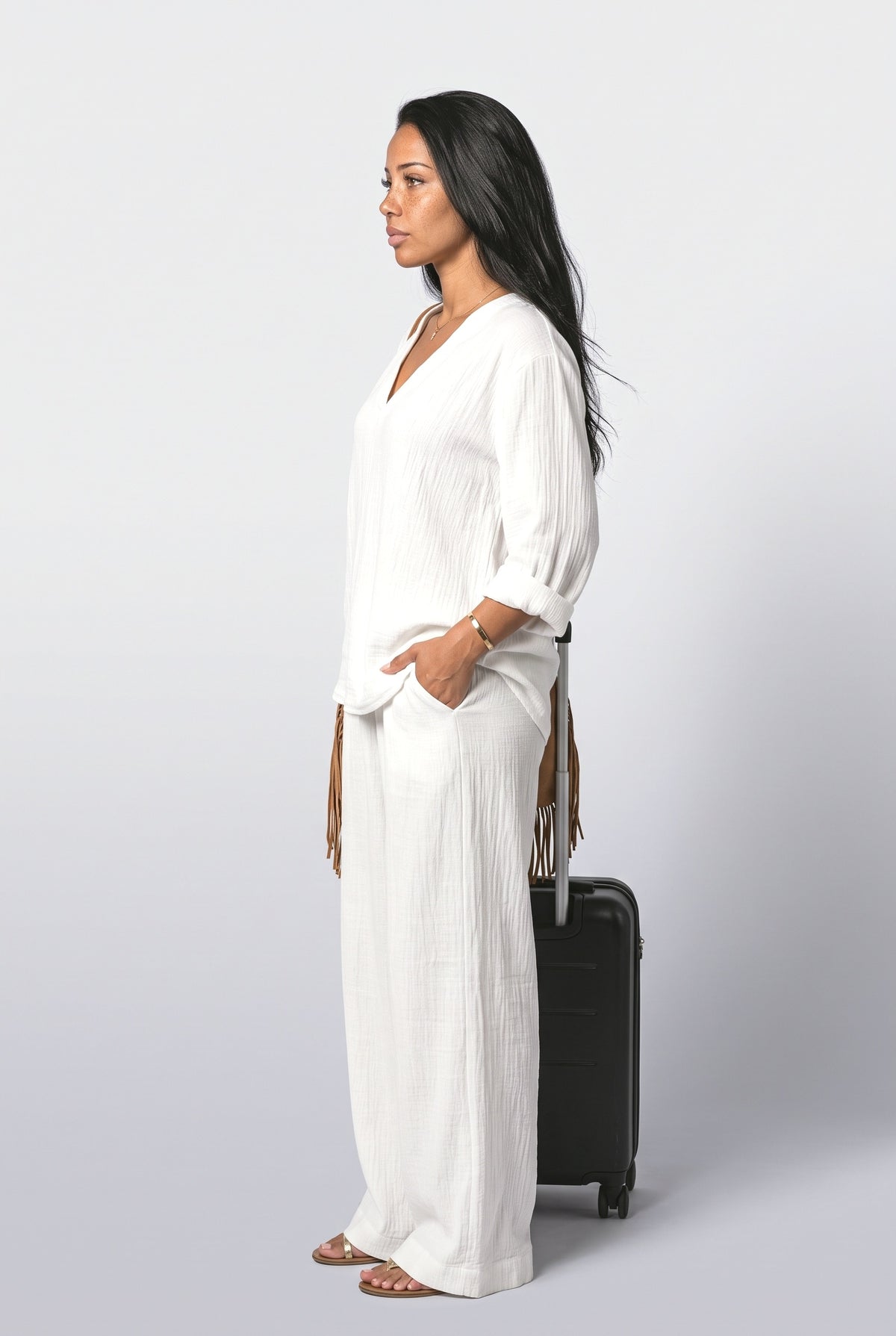V-Neck Two Piece Outfit, back view