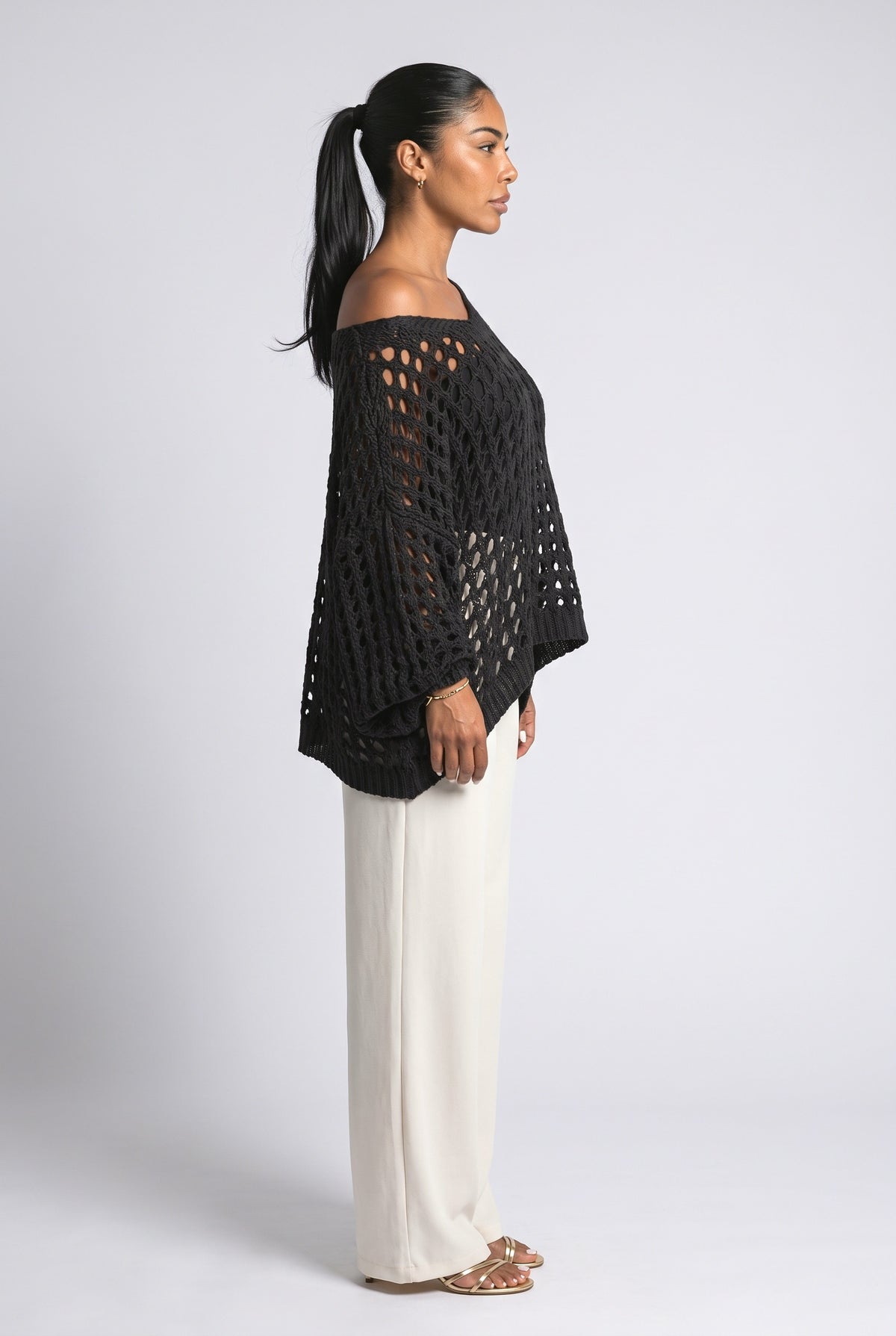 Knit Off-Shoulder Oversized Sweater, back view