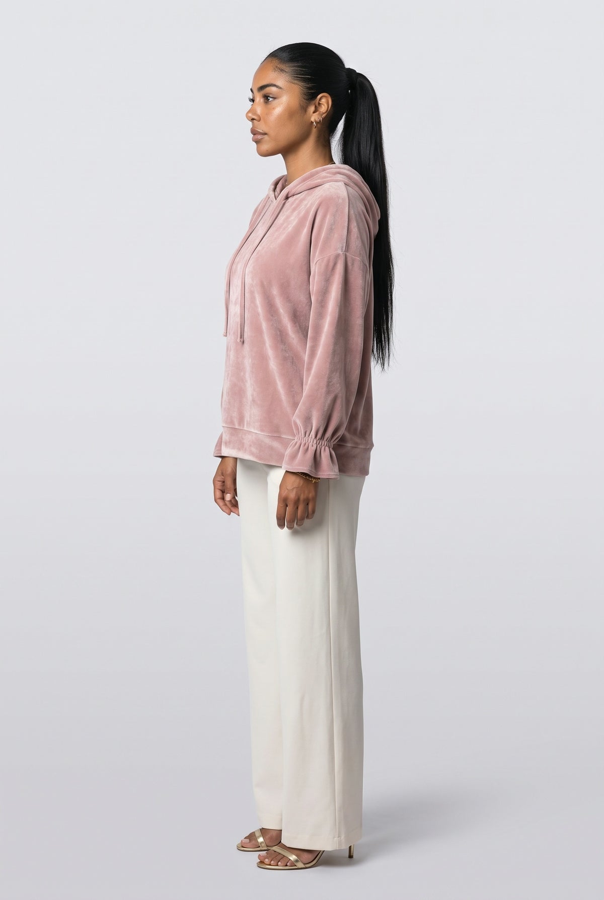 Velvet Ruffle Hoodie, back view