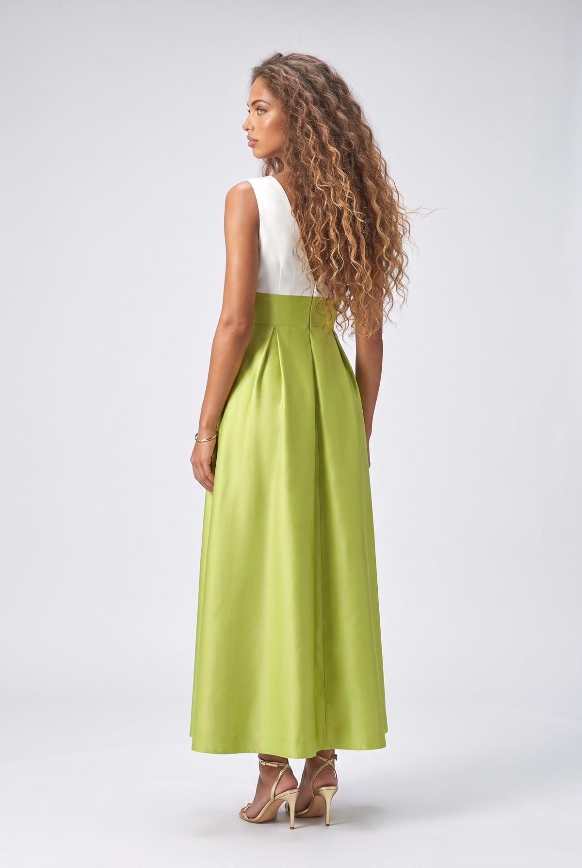 Colorblock V-Neck A-Line Maxi Dress, back view