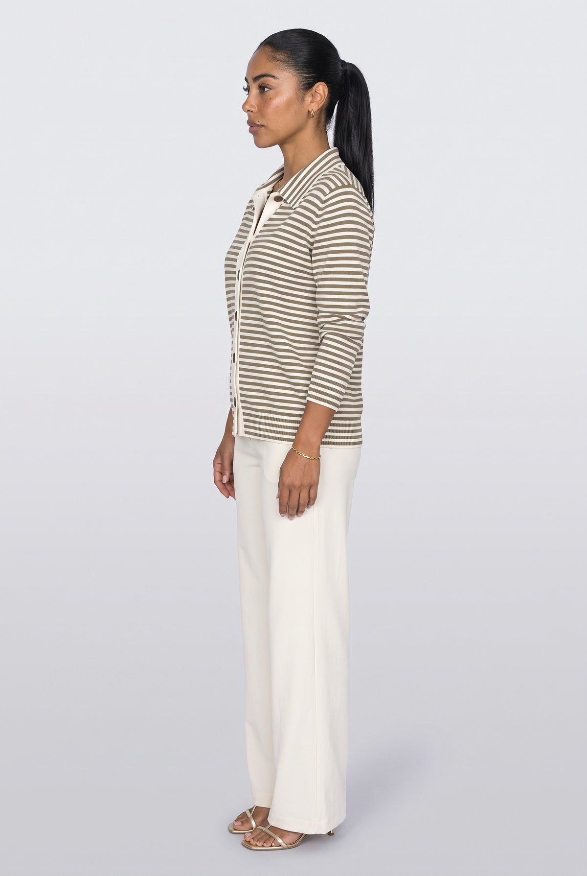 Striped Knit Cardigan, back view