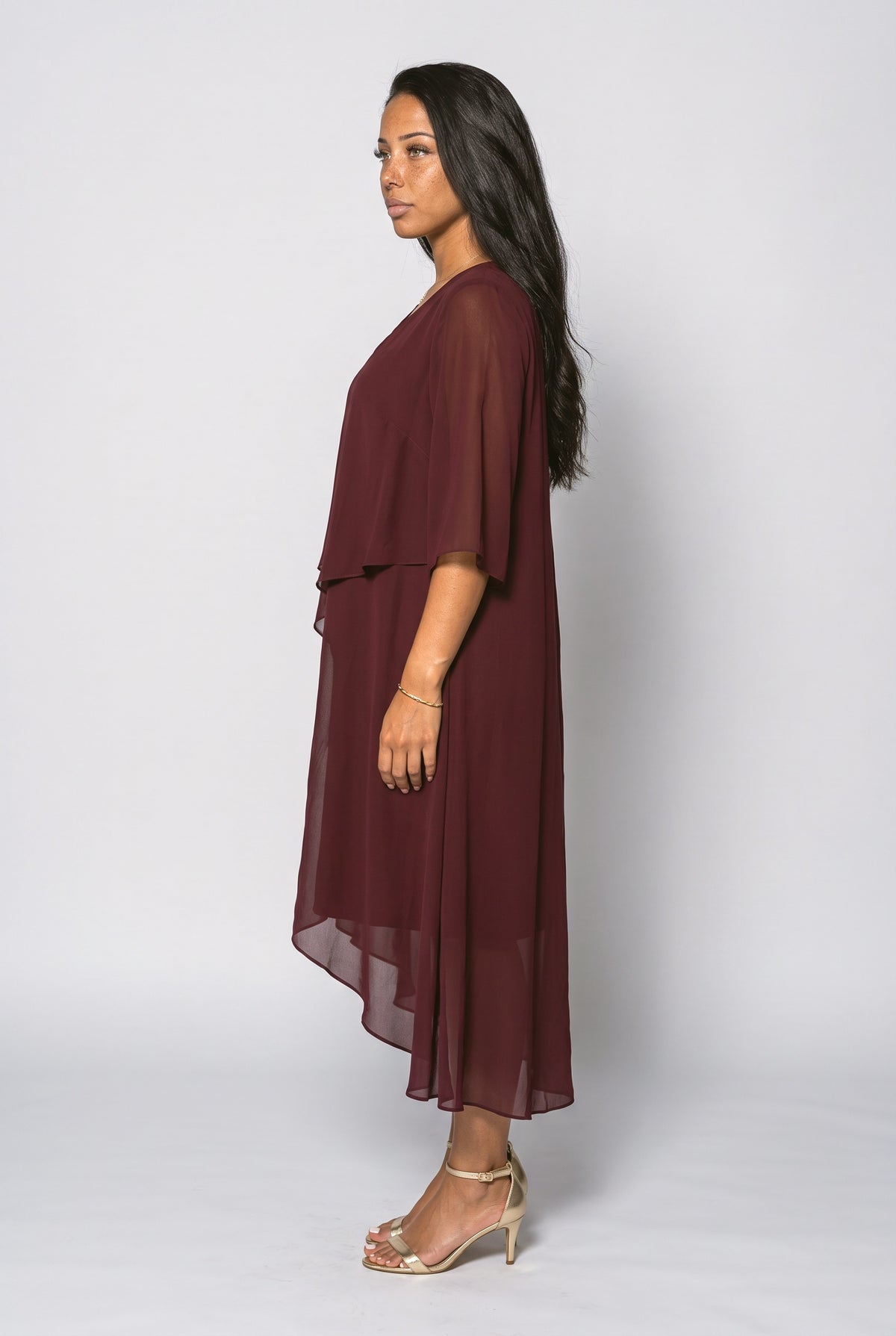 Chiffon Asymmetric Cocktail Dress, back view