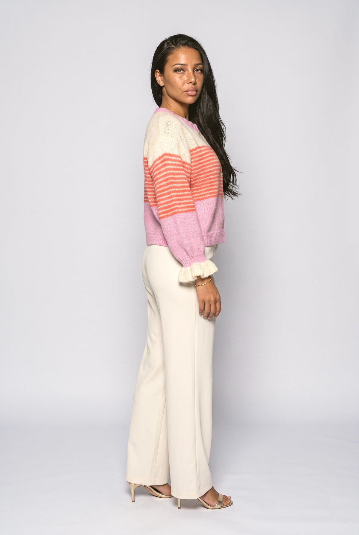 Striped Knit Cardigan, back view
