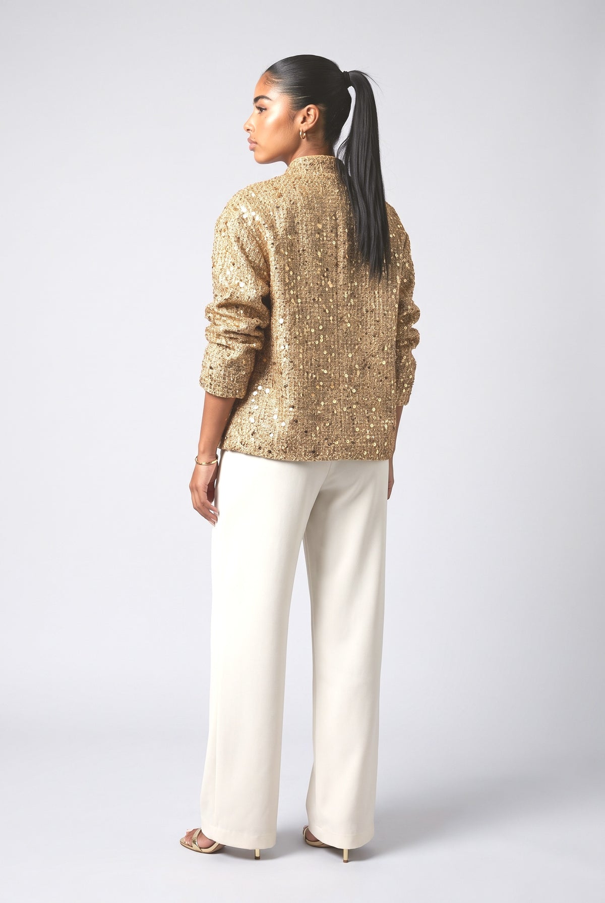 Sequin Long Sleeve Top, back view