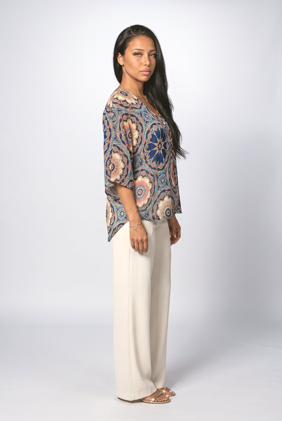 V-Neck Draped Blouse, back view