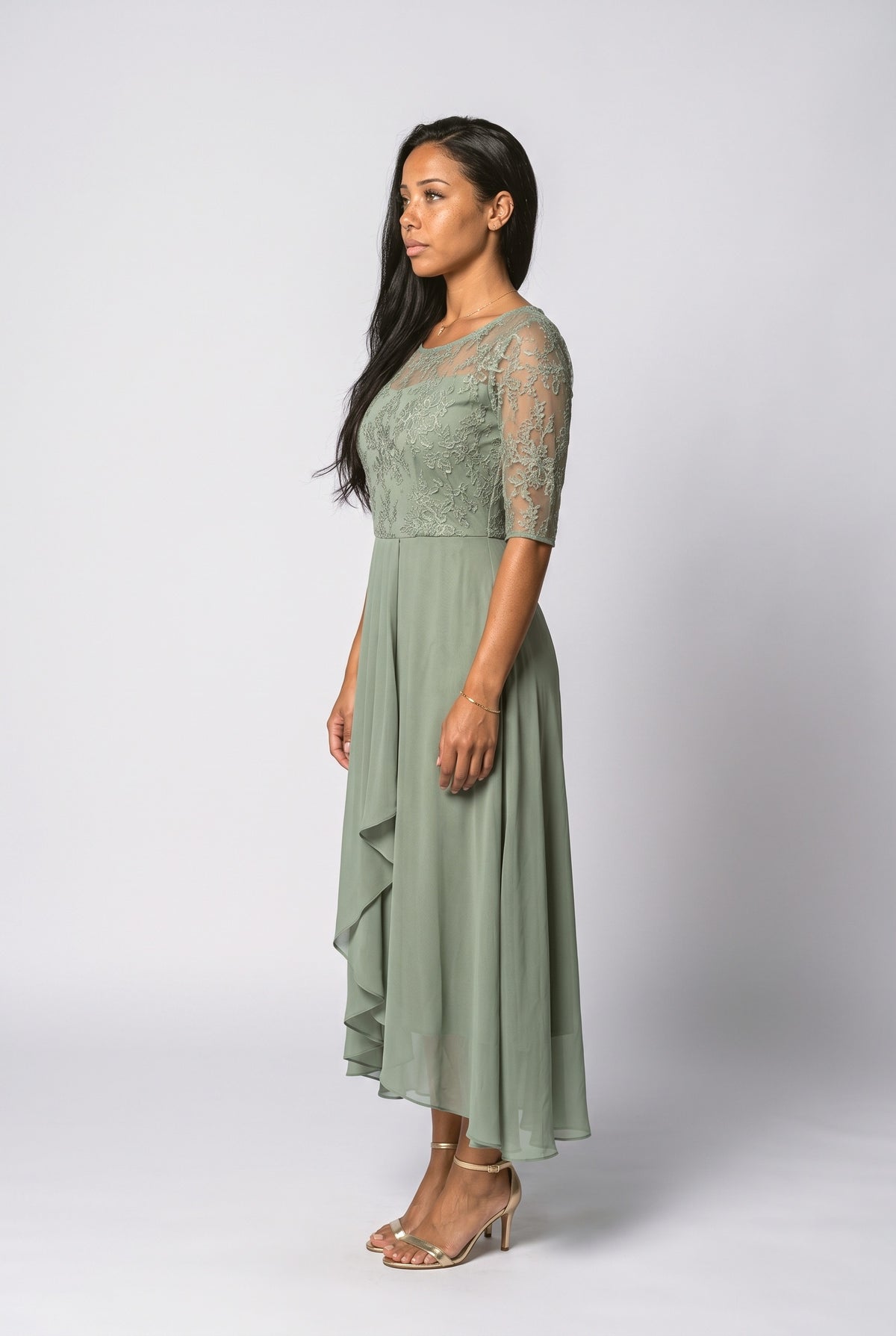 Lace Midi Dress, back view